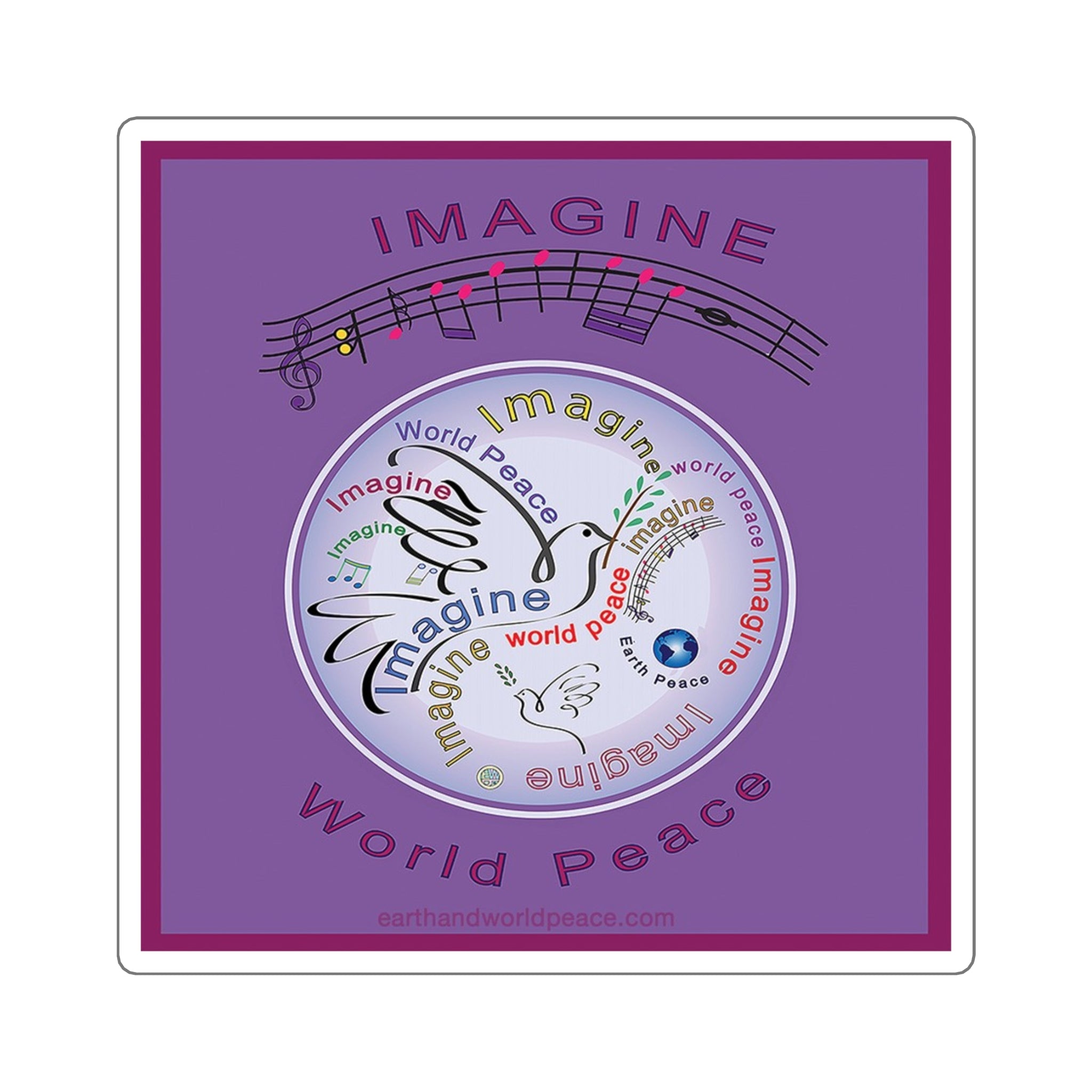 Imagine Peace Dove Swirls Musical Sticker