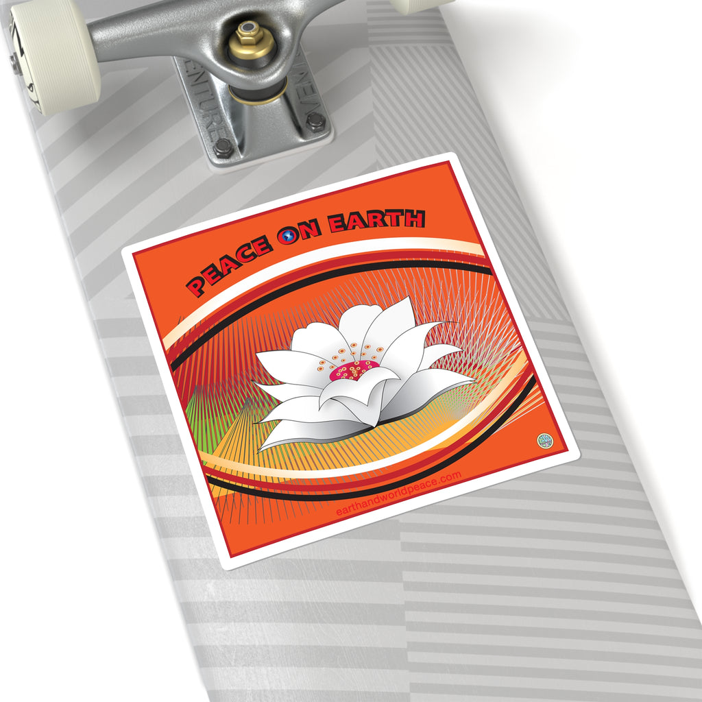 Copy of Copy of Lotus Flower and Peace on Earth  6" Sticker
