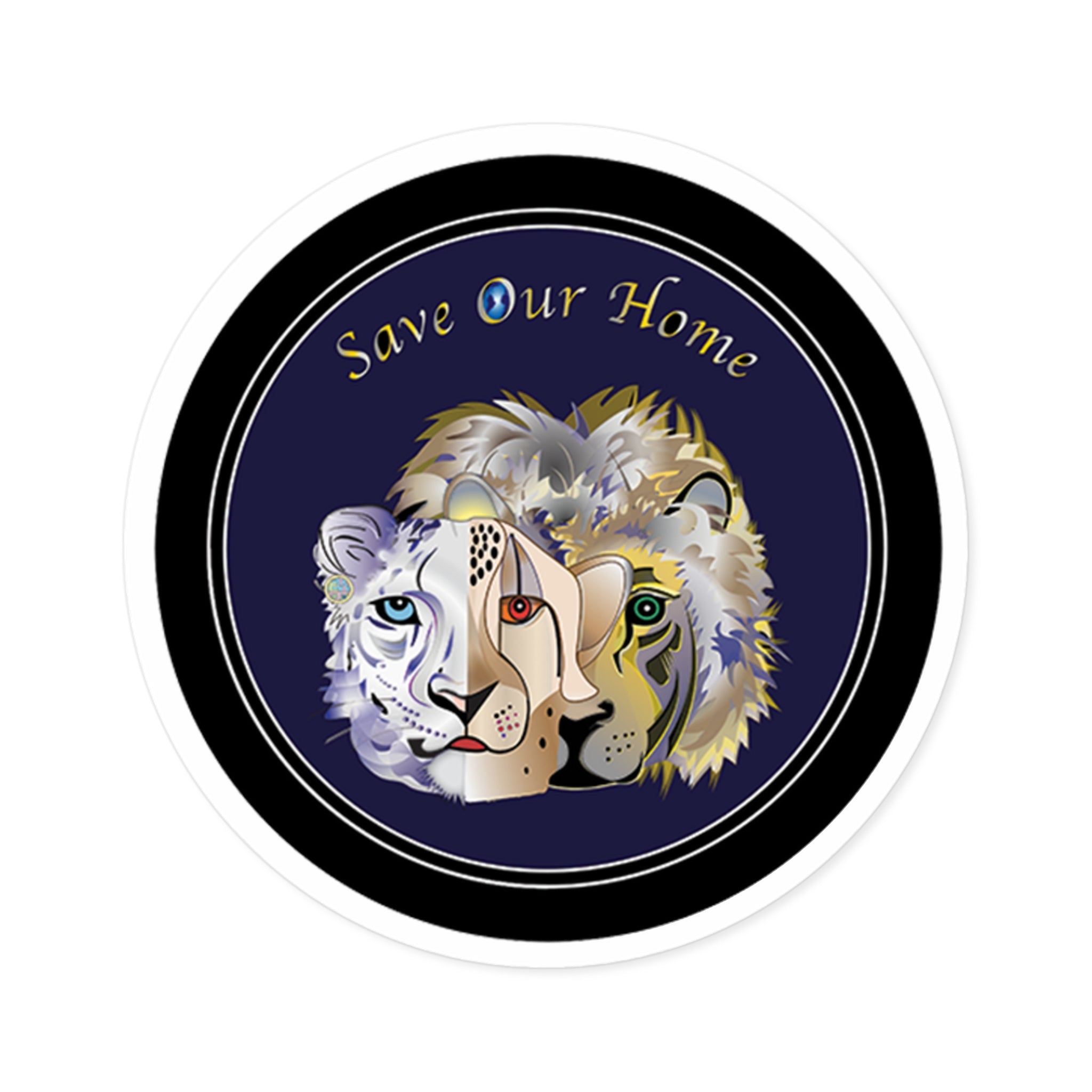Big Cat Trio Blue Round Sticker