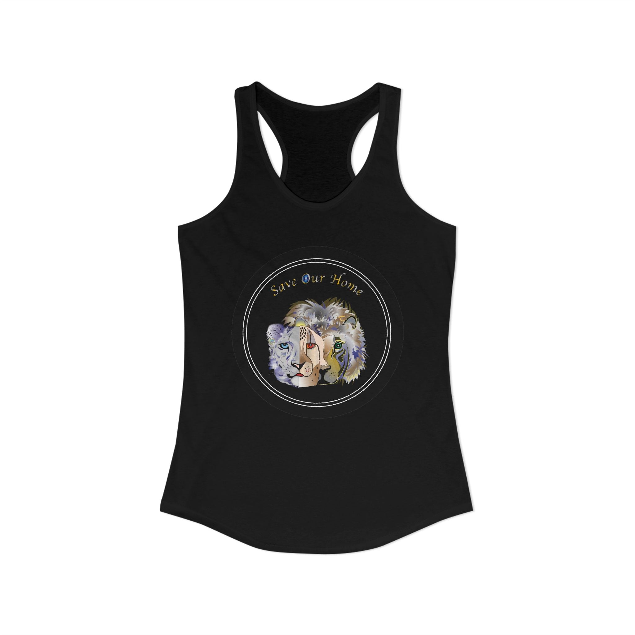 Three Big Beautiful Wild Cats Racerback Tank Tops