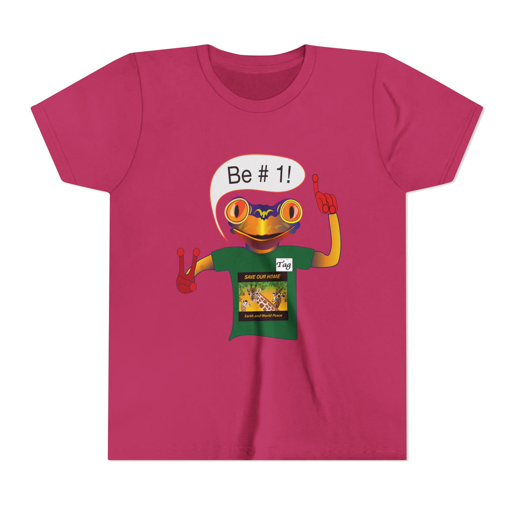 Youth Tee - Mc Frogs say "Be # 1" .  Do the best you can BeKids Shirt