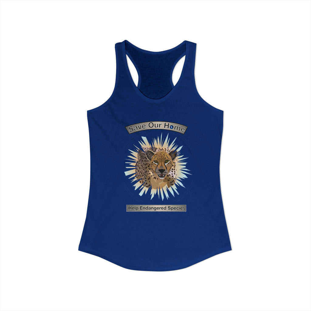 Cheetah Night Time Has Something to Say Racerback Tank