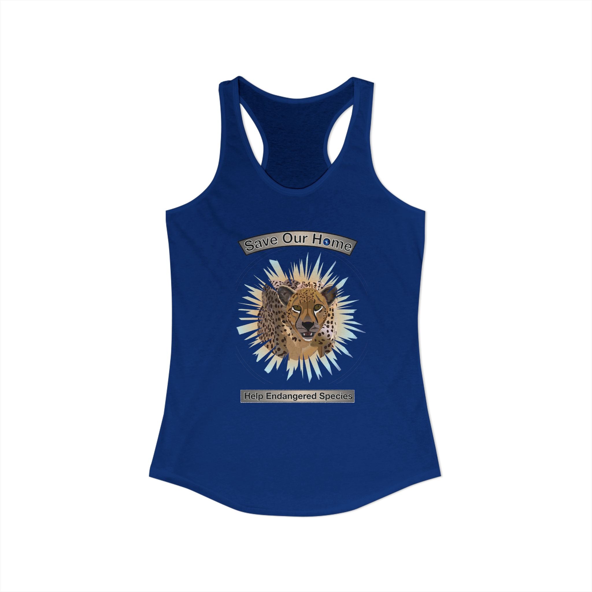 Cheetah Night Time Has Something to Say Racerback Tank