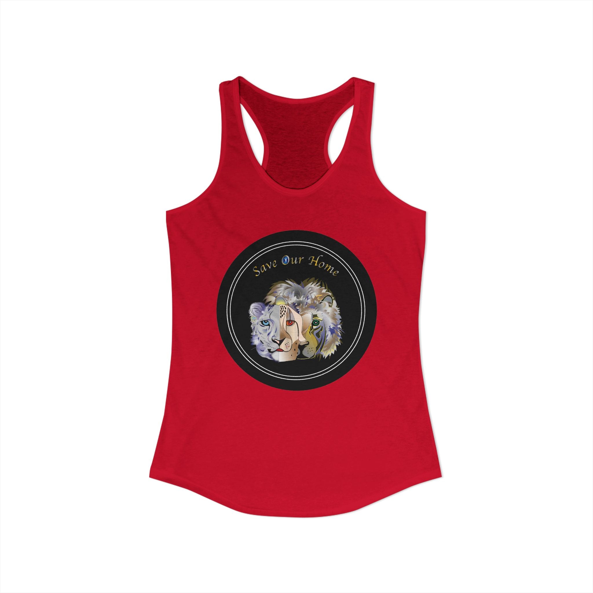 Three Big Beautiful Wild Cats Racerback Tank Tops
