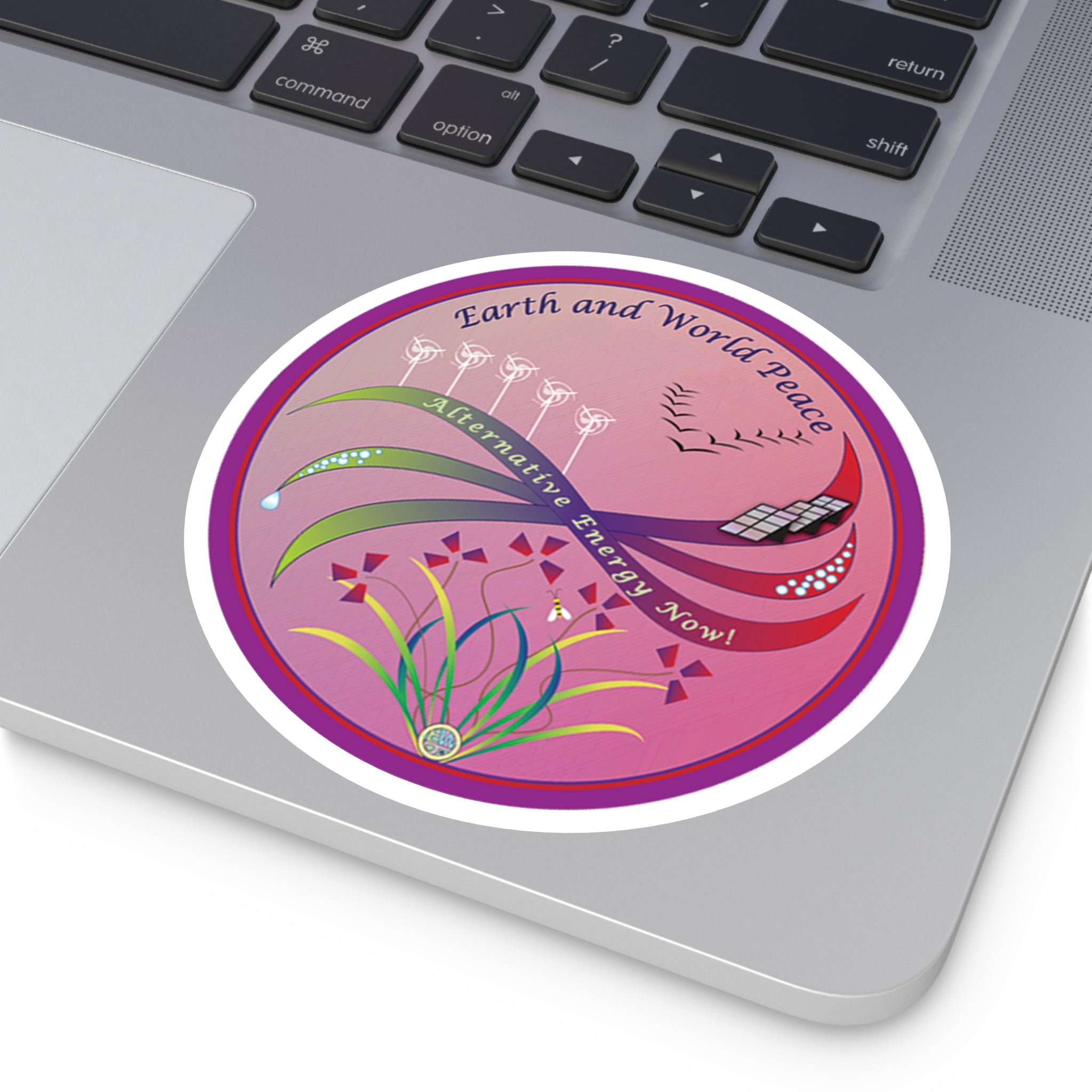Sticker: Alternative Energy and Flowers