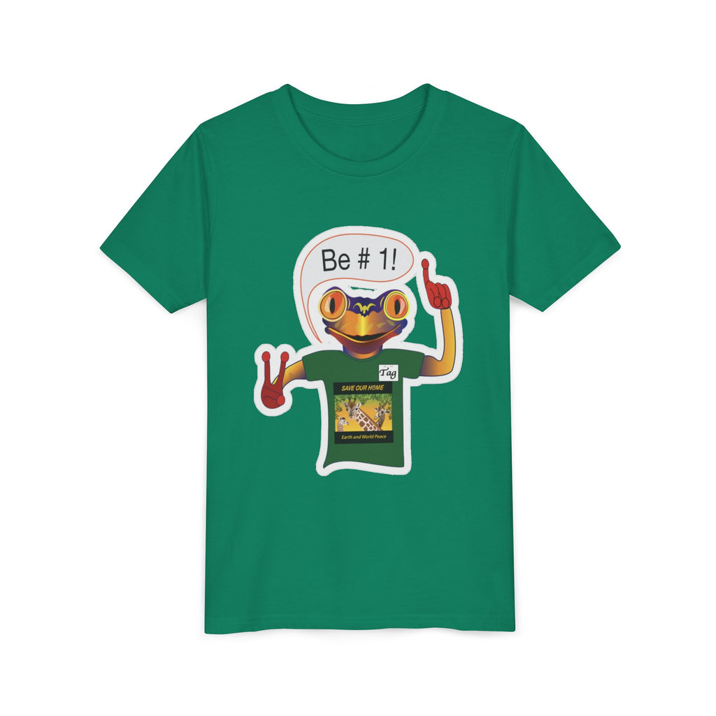 Youth Tee - Mc Frogs say "Be # 1" Sticker Tee
