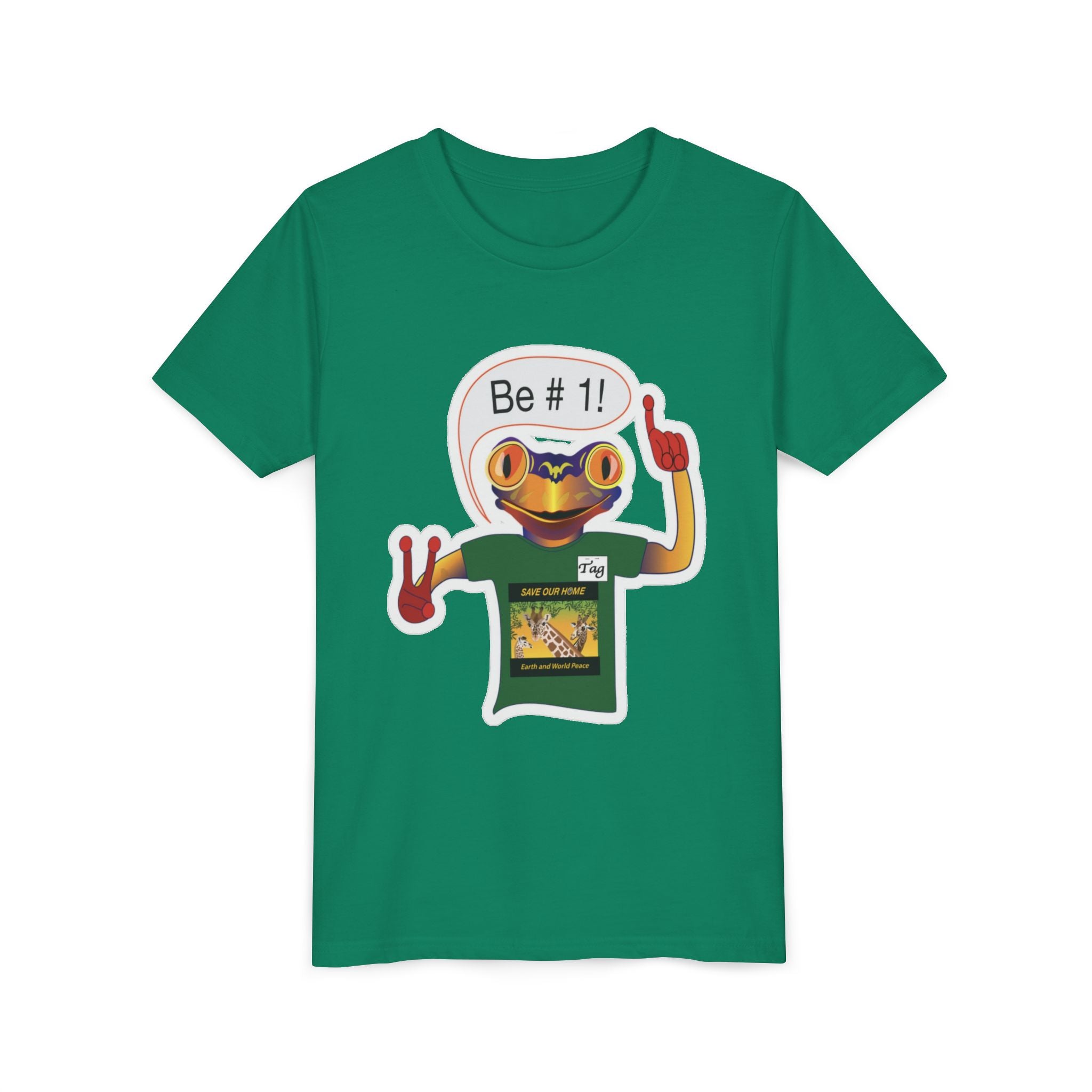 Youth Tee - Mc Frogs say "Be # 1" Sticker Tee
