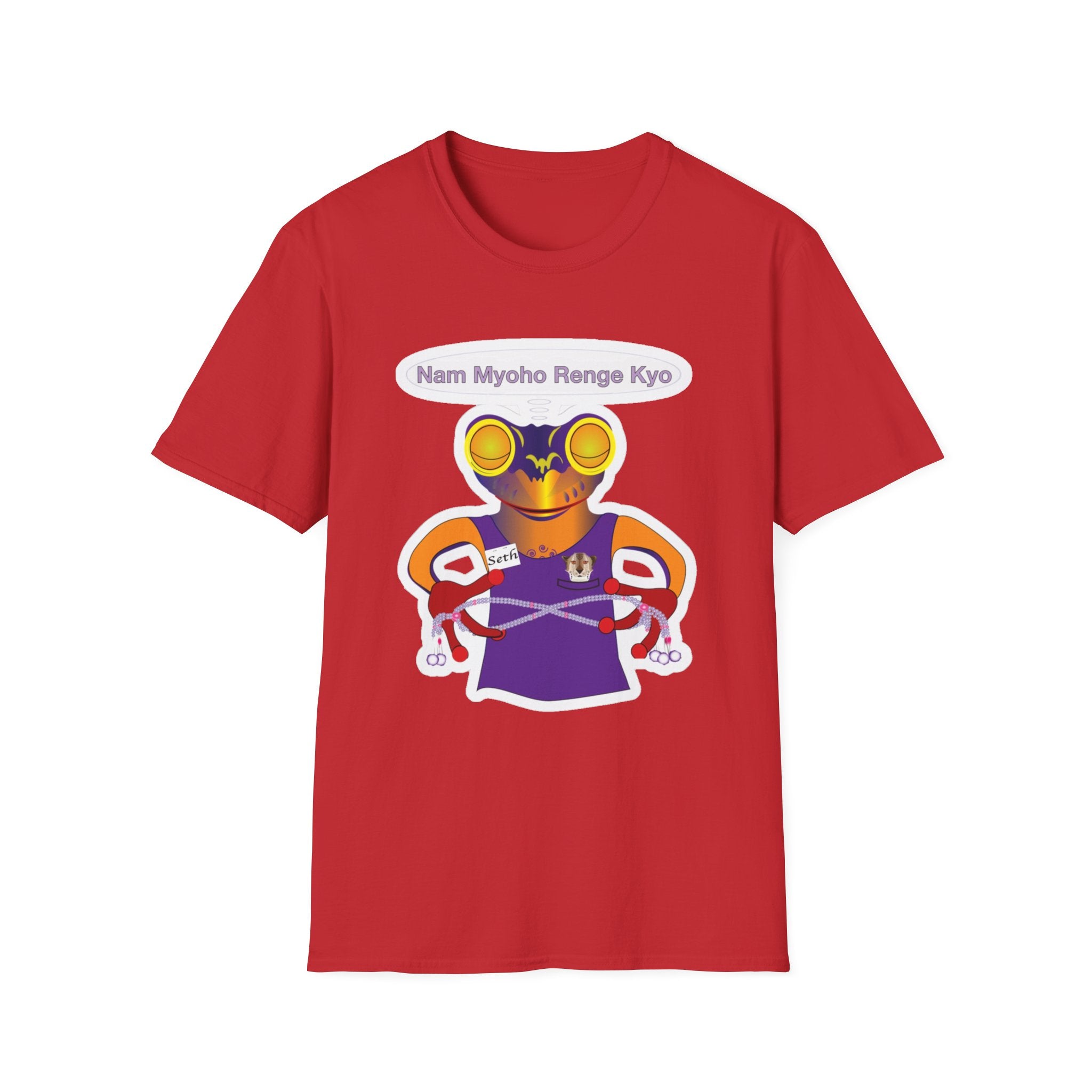 Mc Frog Meditates Believe in Mystic Law Sticker T‑Shirt — Spiritual Buddhist Mantra Graphic Tee