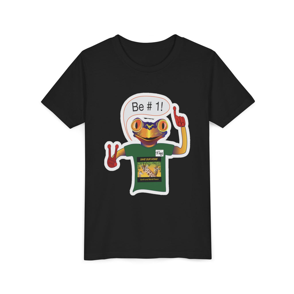Youth Tee - Mc Frogs say "Be # 1" Sticker Tee