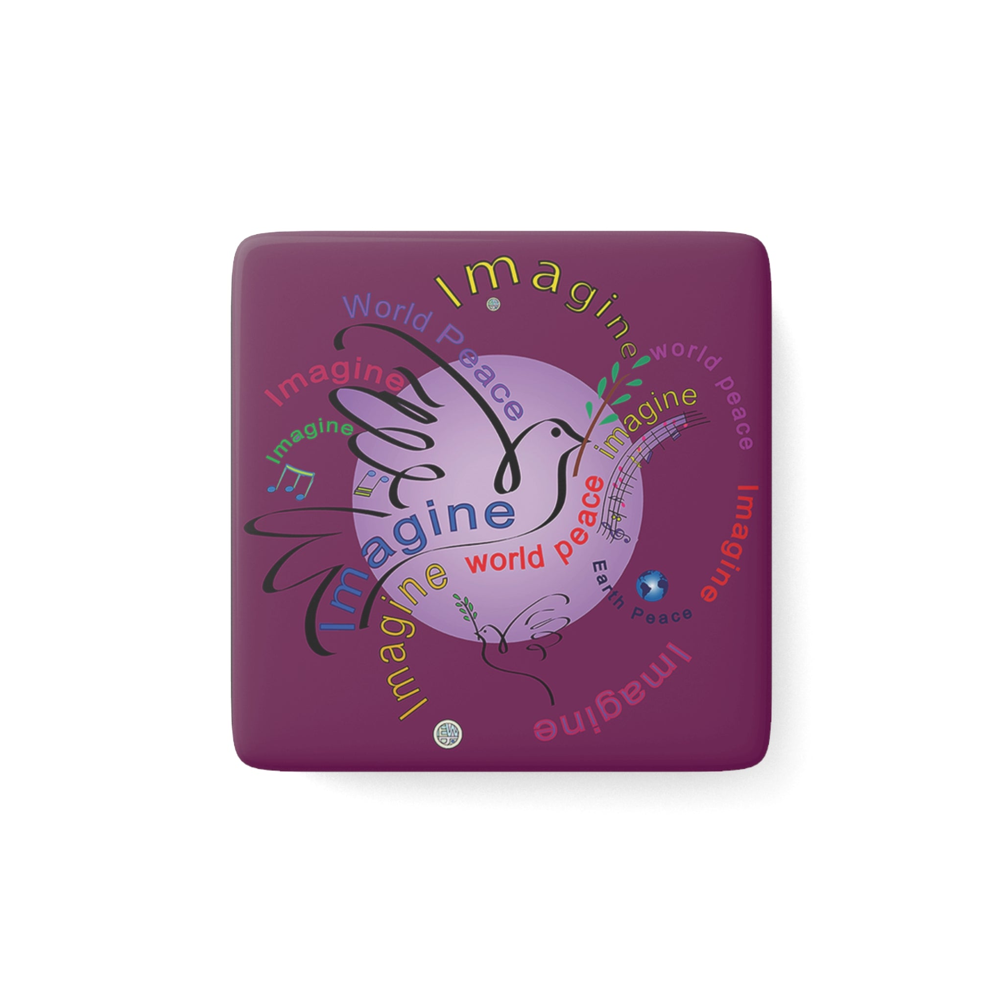 Imagine Peace Dove Imagine Purple - 2" Porcelain Magnet