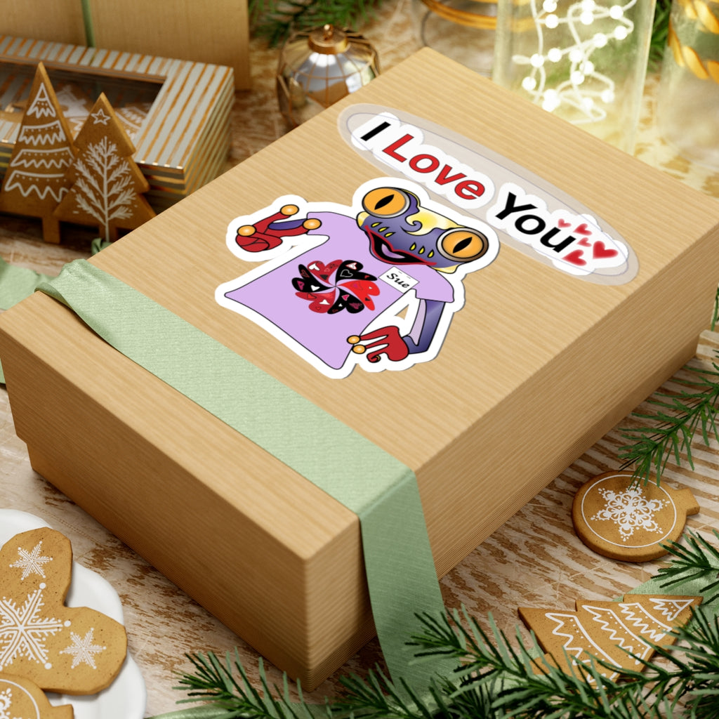 Sue Mc Frog Mascot Kiss-Cut Sticker I Love You