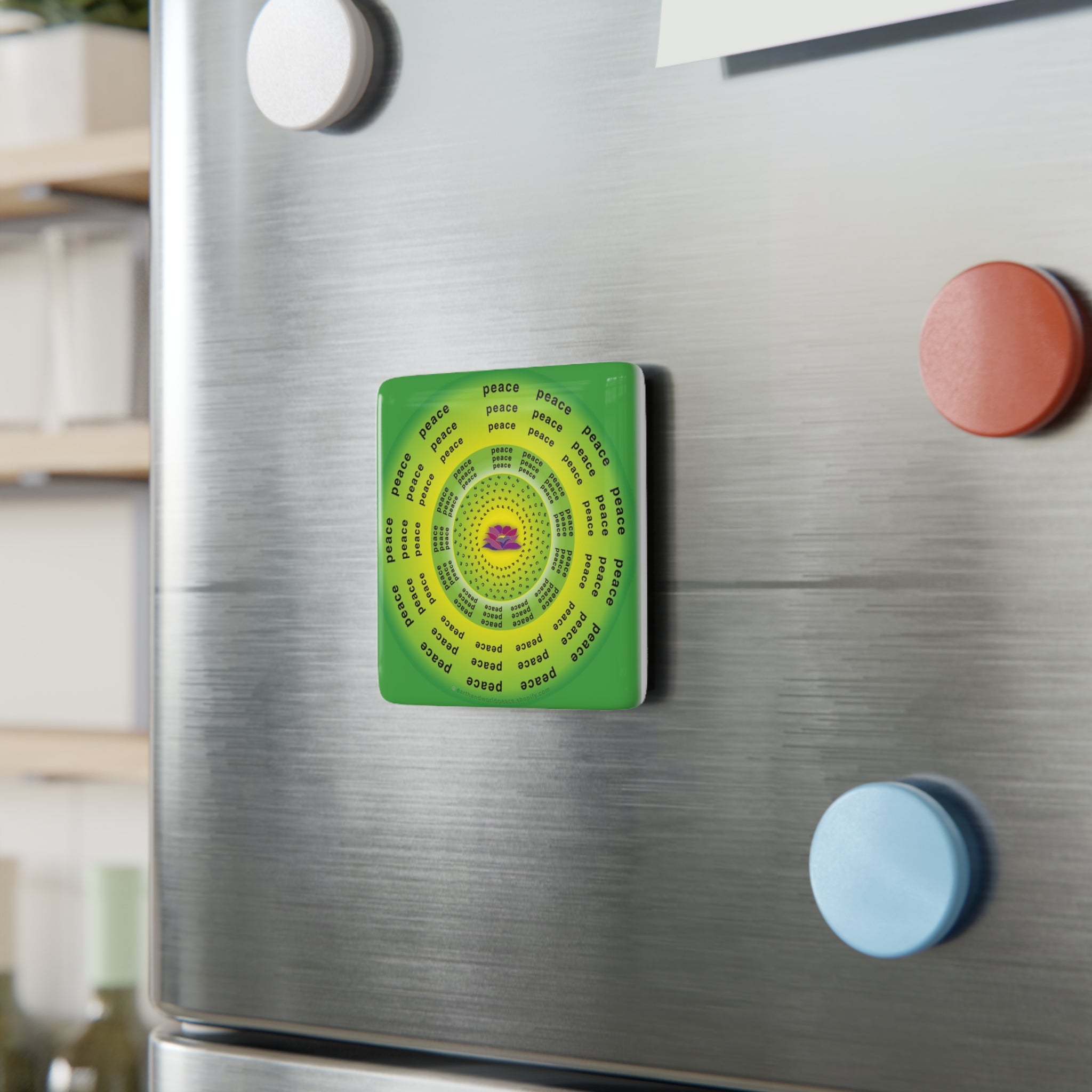 Green Peace Radiates - 2" Porcelain Magnet