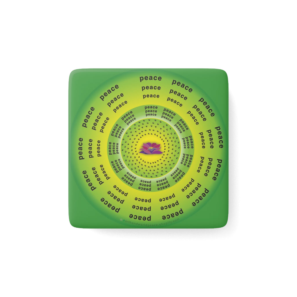 Green Peace Radiates - 2" Porcelain Magnet