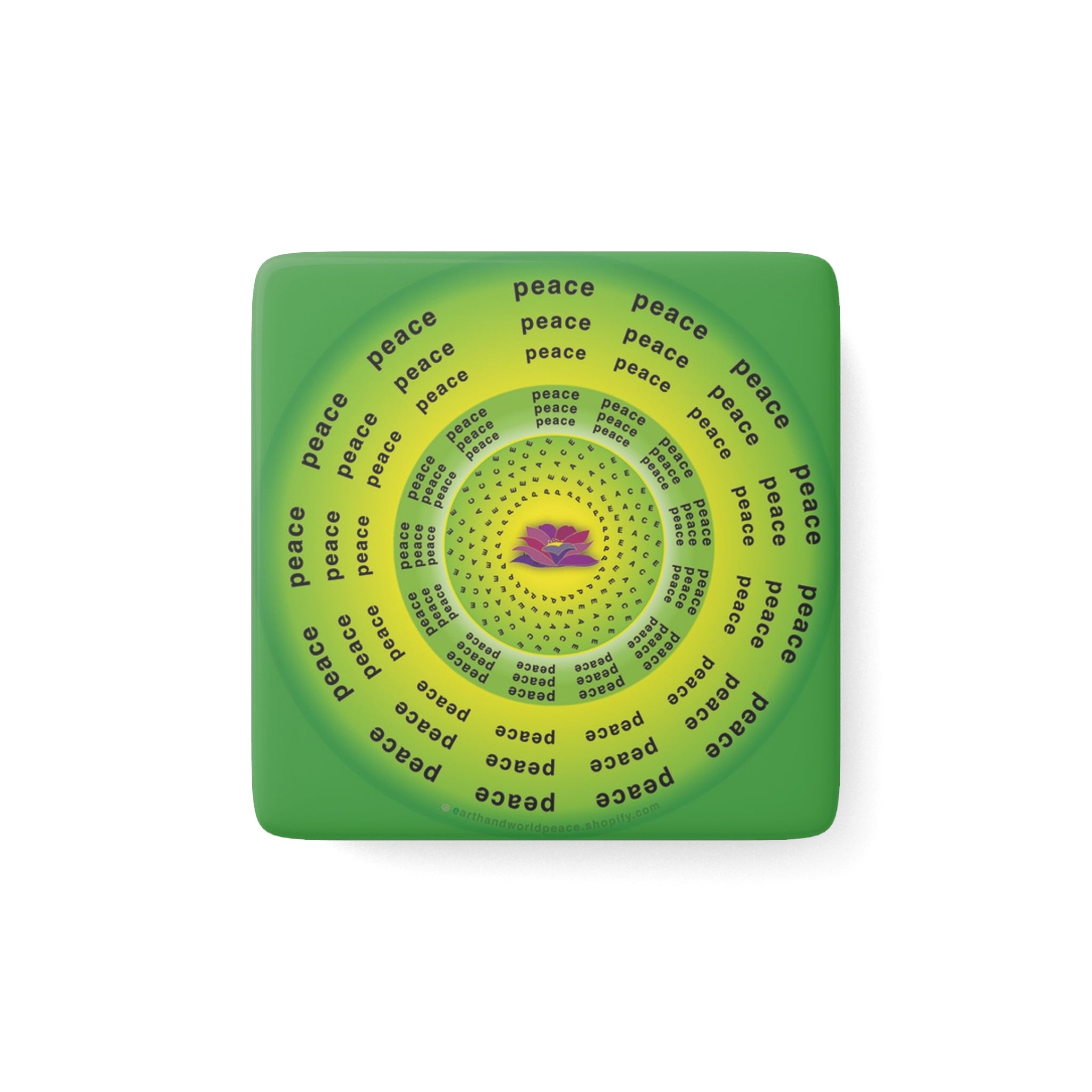 Green Peace Radiates - 2" Porcelain Magnet