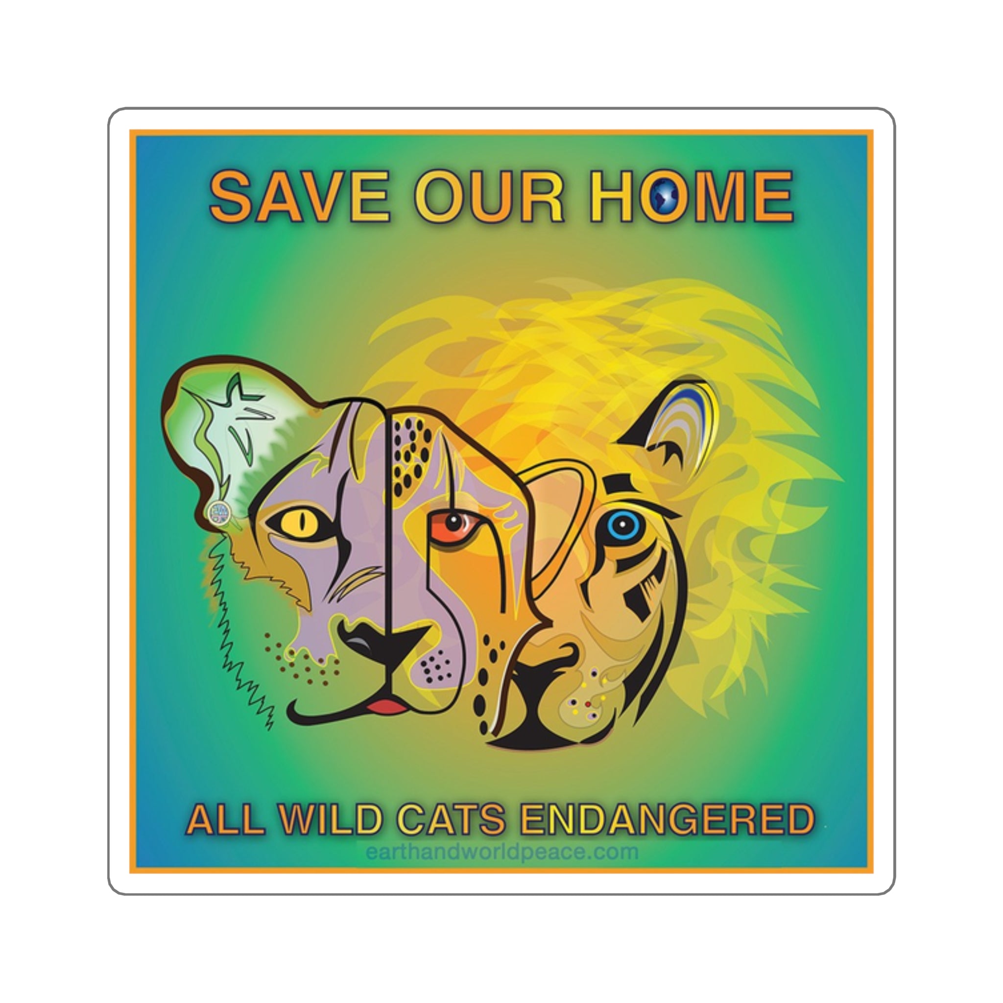 Cat Trio Lioness, Cheetah, Lion Sticker