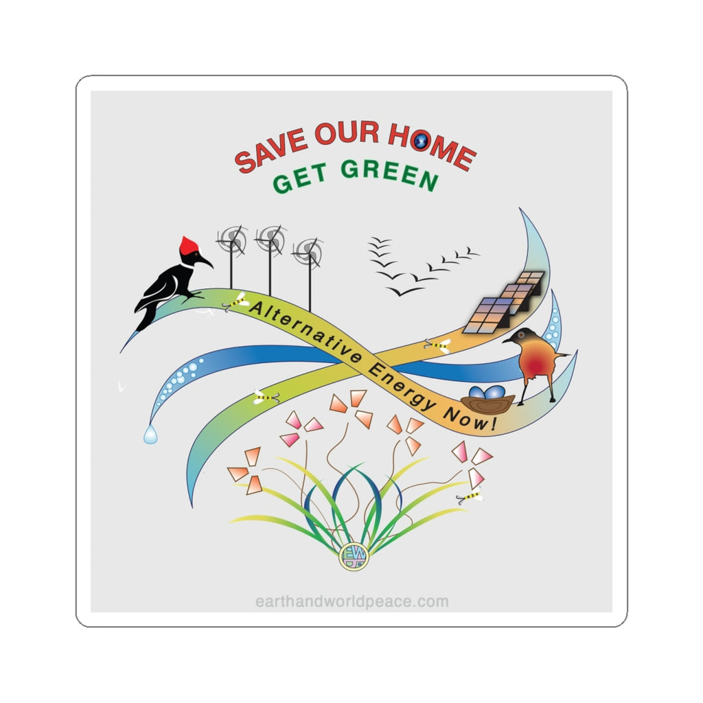 Alternative Energy Sticker, Solar, Wind & Water Power
