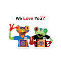 Two Frog Mascsts Kiss-Cut Sticker — "I Love You"