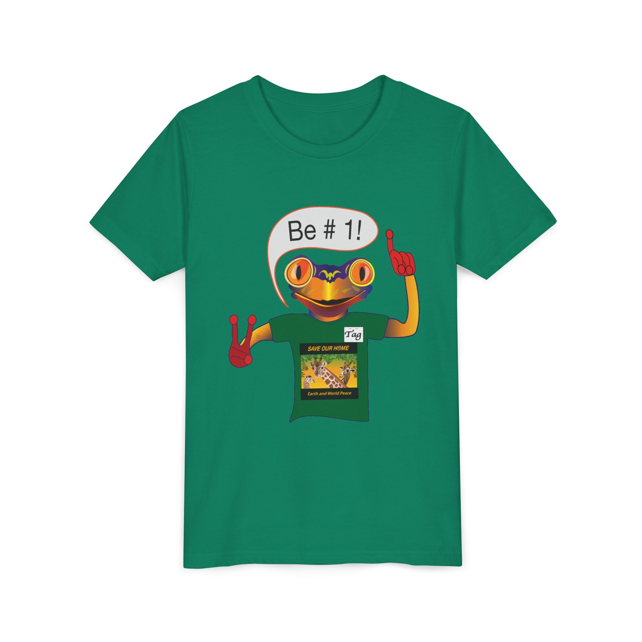 Youth Tee - Mc Frogs say "Be # 1" .  Do the best you can BeKids Shirt