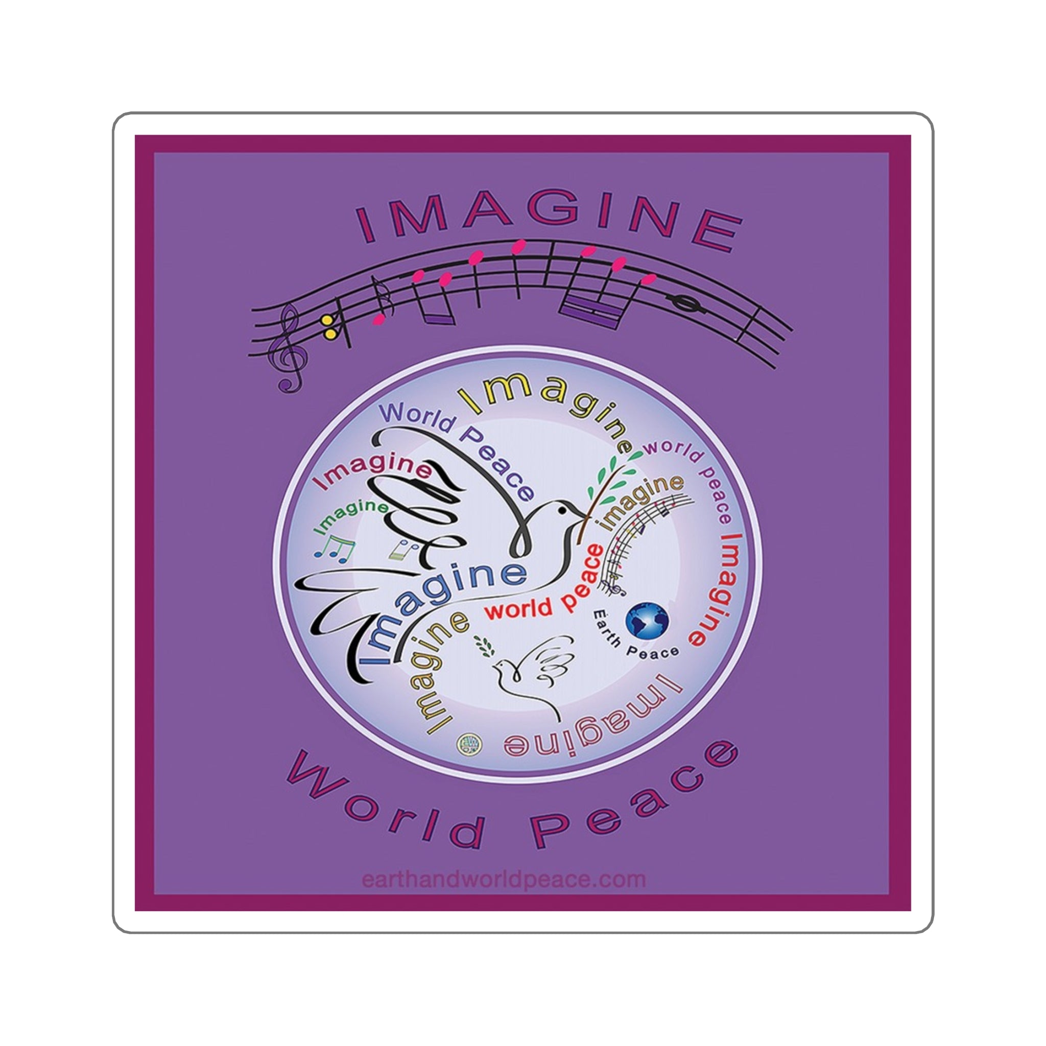 Imagine Peace Dove Swirls Musical Sticker