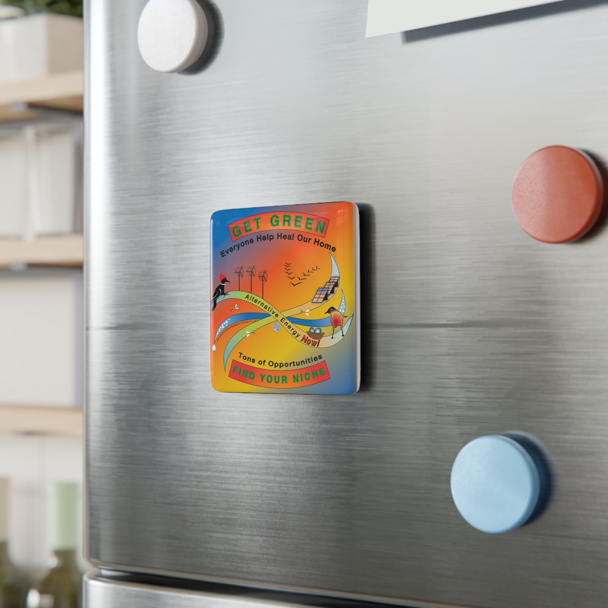 Woody Says Get Green - 2" Porcelain Magnet
