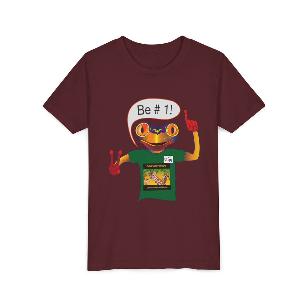Youth Tee - Mc Frogs say "Be # 1" .  Do the best you can BeKids Shirt