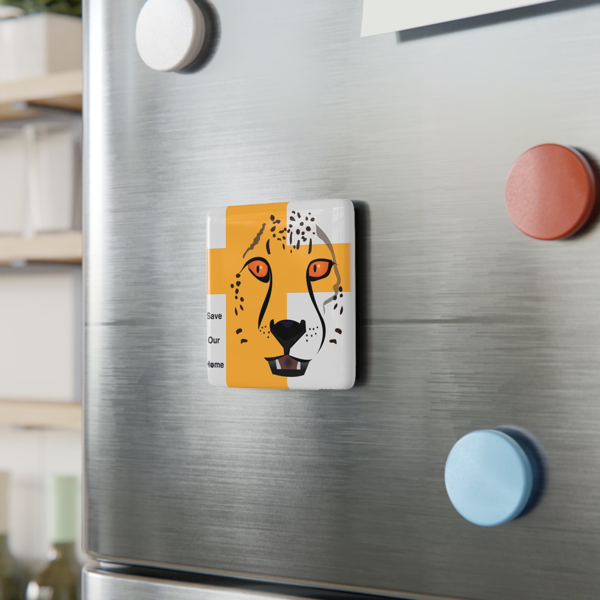 Cheetahs Ask Save Our Home - 2" Porcelain Magnet