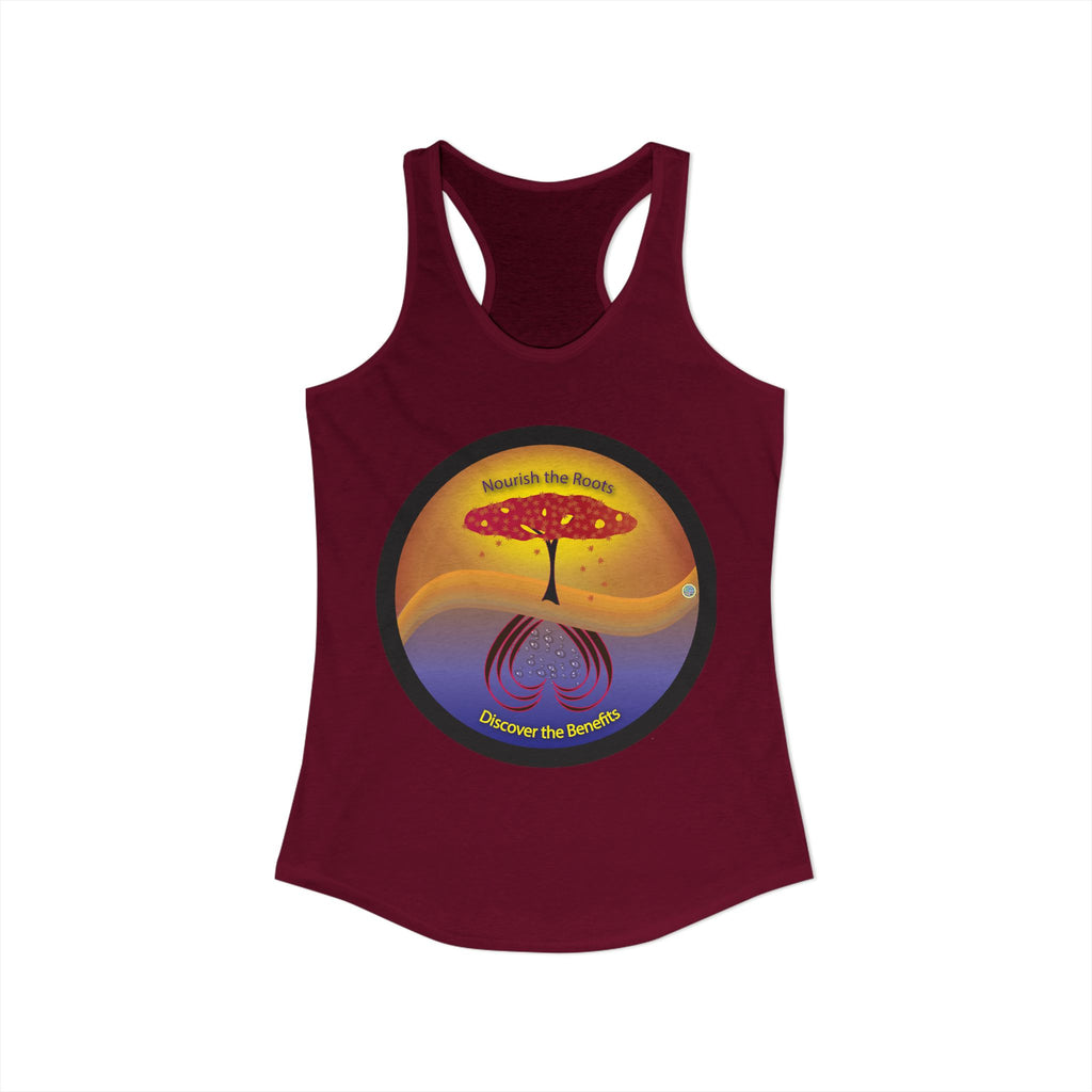 Discover The Benefits, Nourish The Roots Racerback Tank