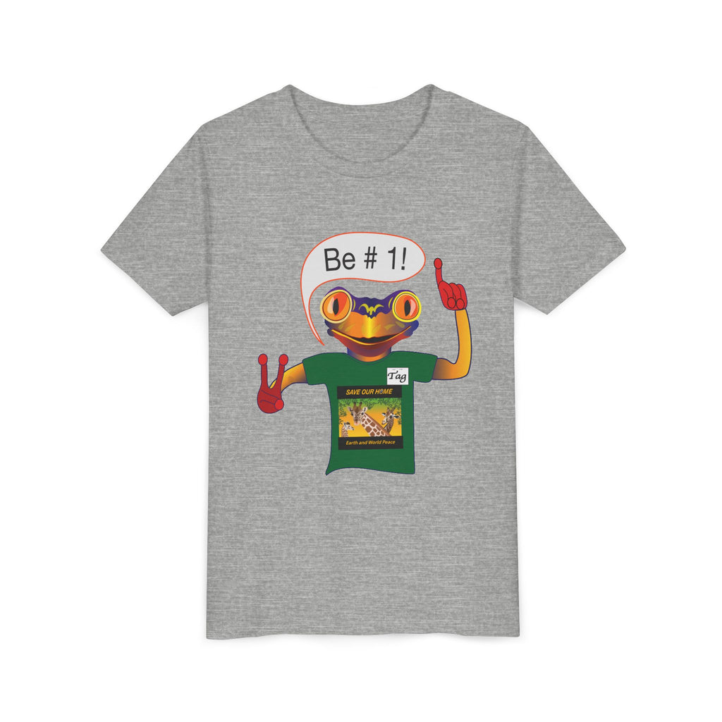 Youth Tee - Mc Frogs say "Be # 1" .  Do the best you can BeKids Shirt