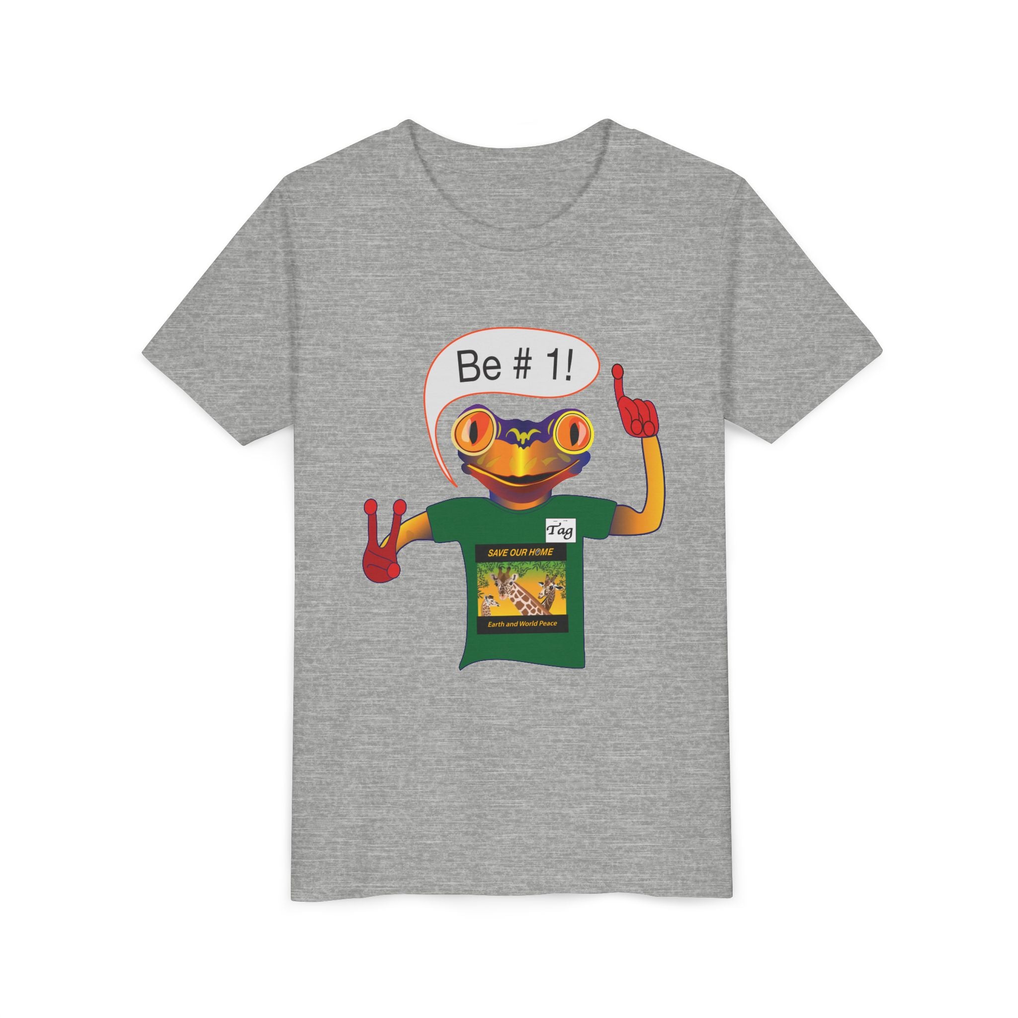 Youth Tee - Mc Frogs say "Be # 1" .  Do the best you can BeKids Shirt