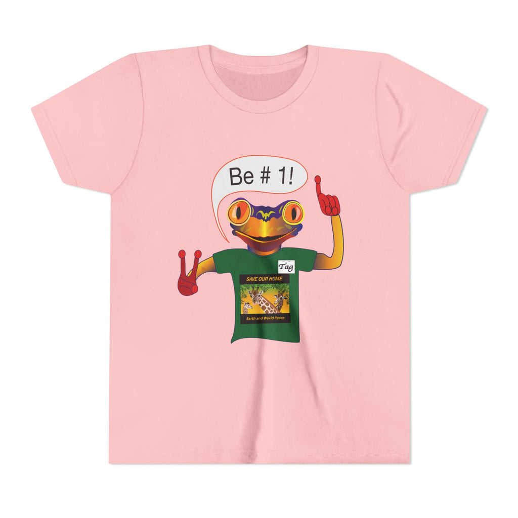 Youth Tee - Mc Frogs say "Be # 1" .  Do the best you can BeKids Shirt