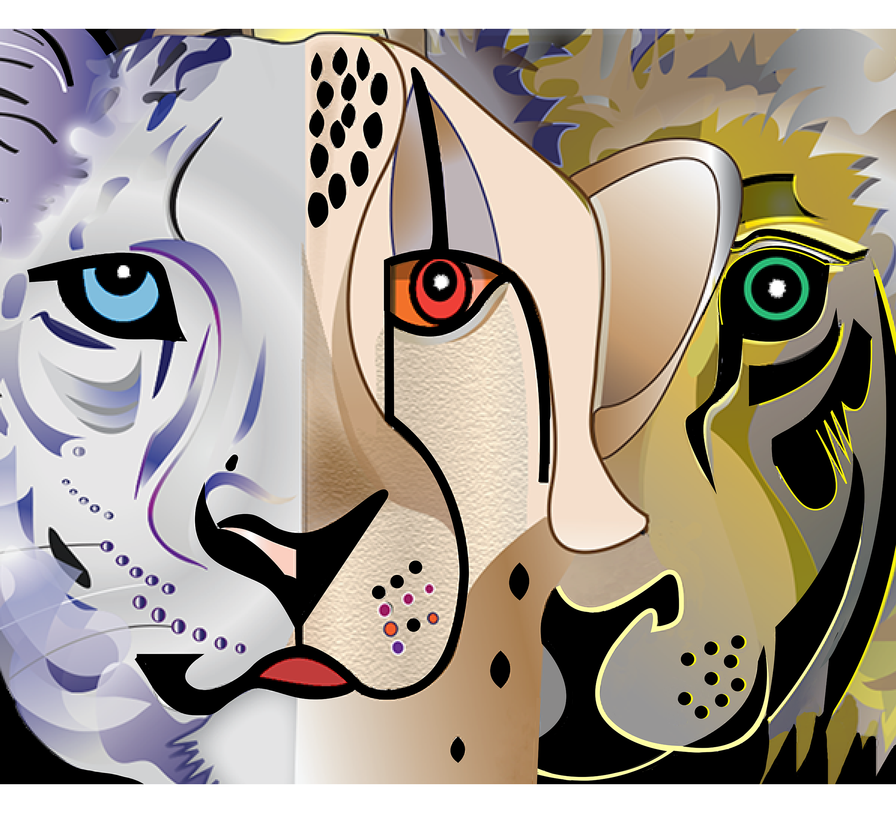 Three Big Beautiful Wild Cats Racerback Tank Tops