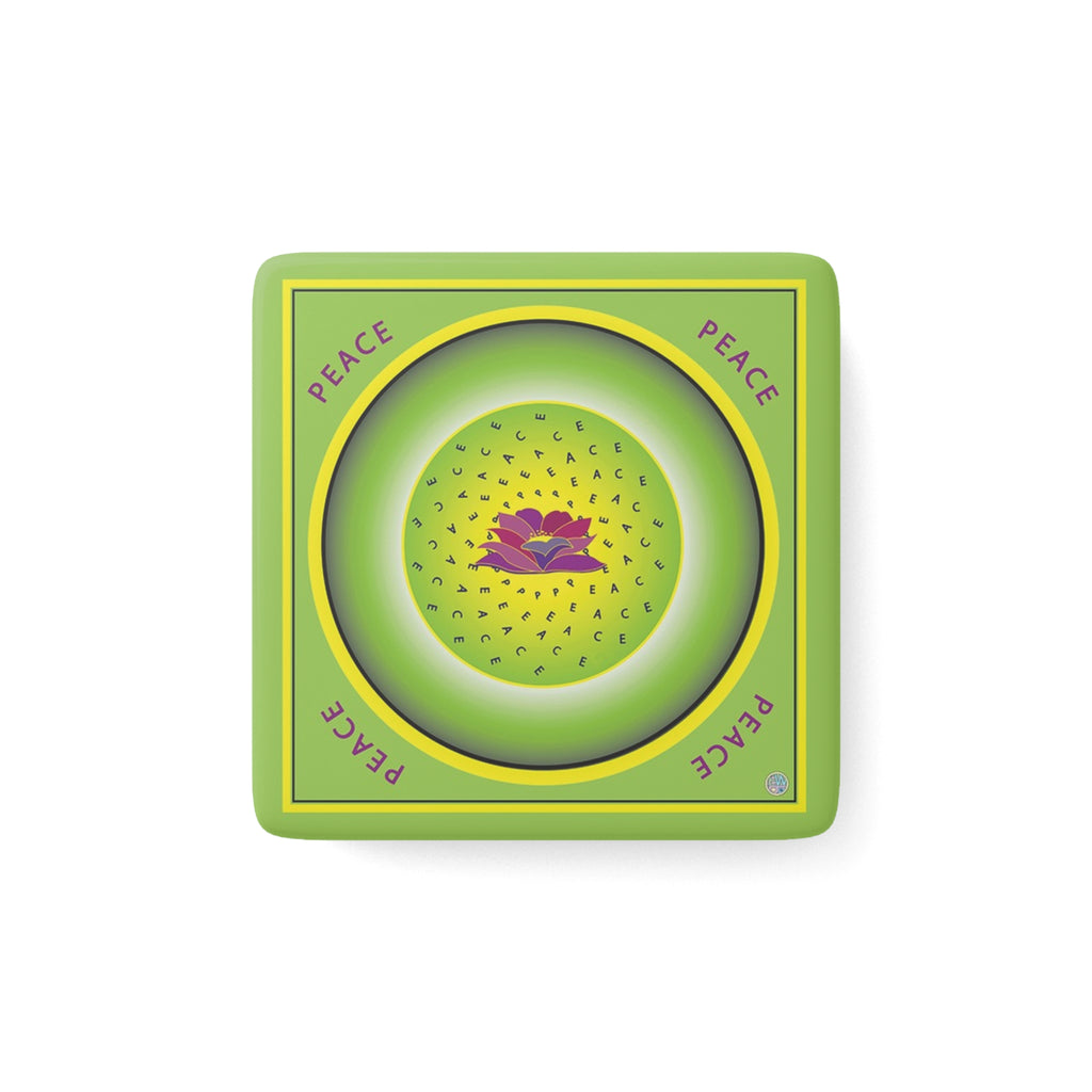 Green Peace and Lotus 2" Porcelain Magnets
