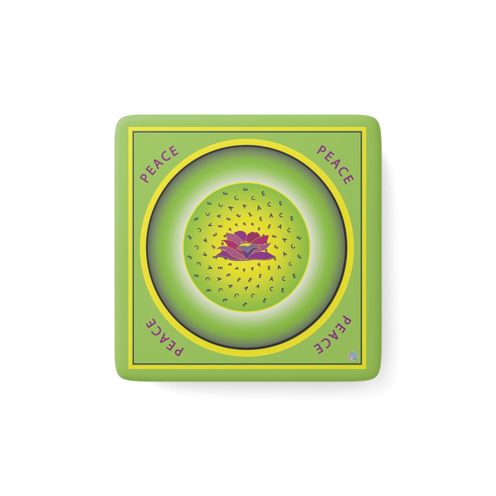 Green Peace and Lotus 2" Porcelain Magnets