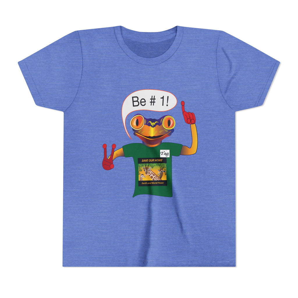 Youth Tee - Mc Frogs say "Be # 1" .  Do the best you can BeKids Shirt