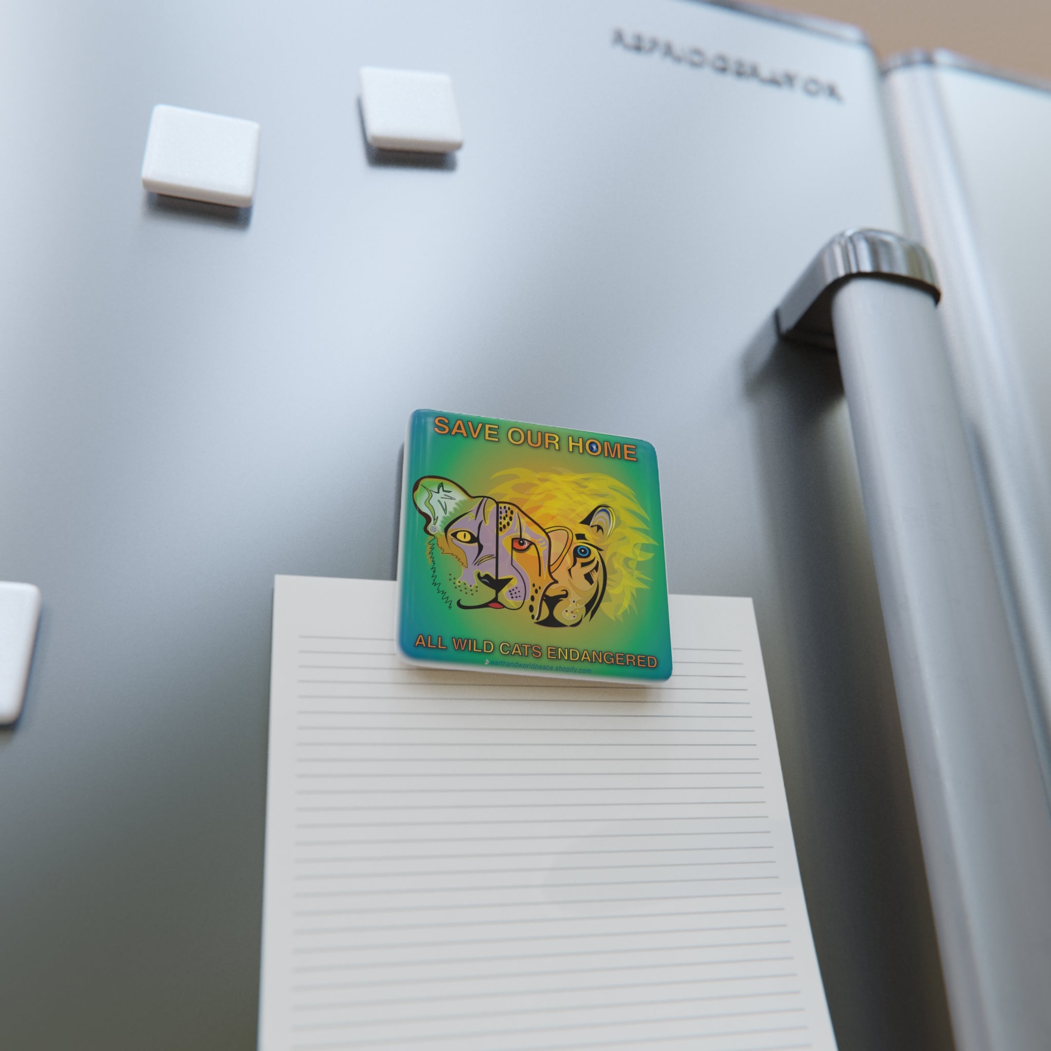Lioness, Cheetah, Lion  Save Our Home - 2" Porcelain Magnet