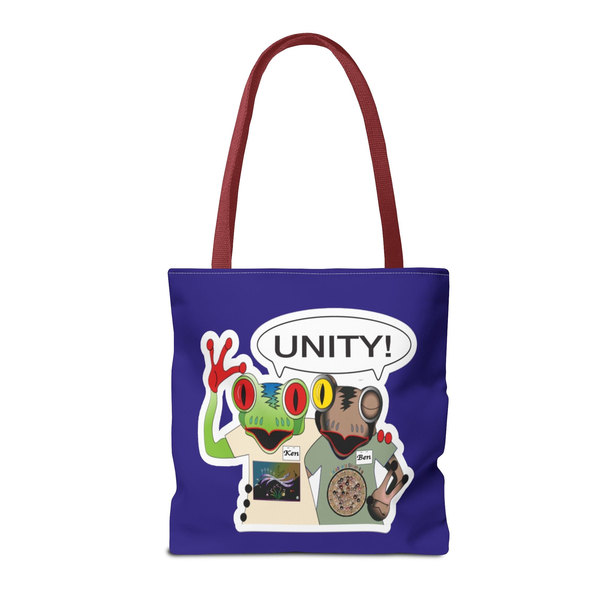 Medium size Mc Frogs Unity Sticker Tote Bag.  Printed on both sides.