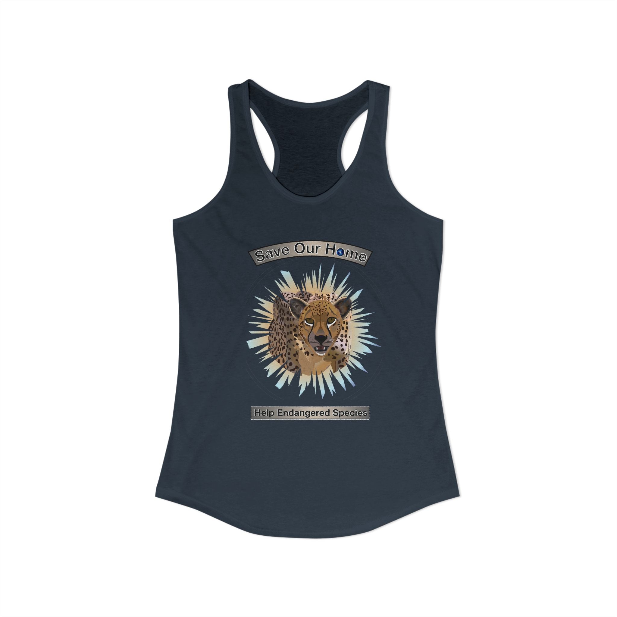 Cheetah Night Time Has Something to Say Racerback Tank