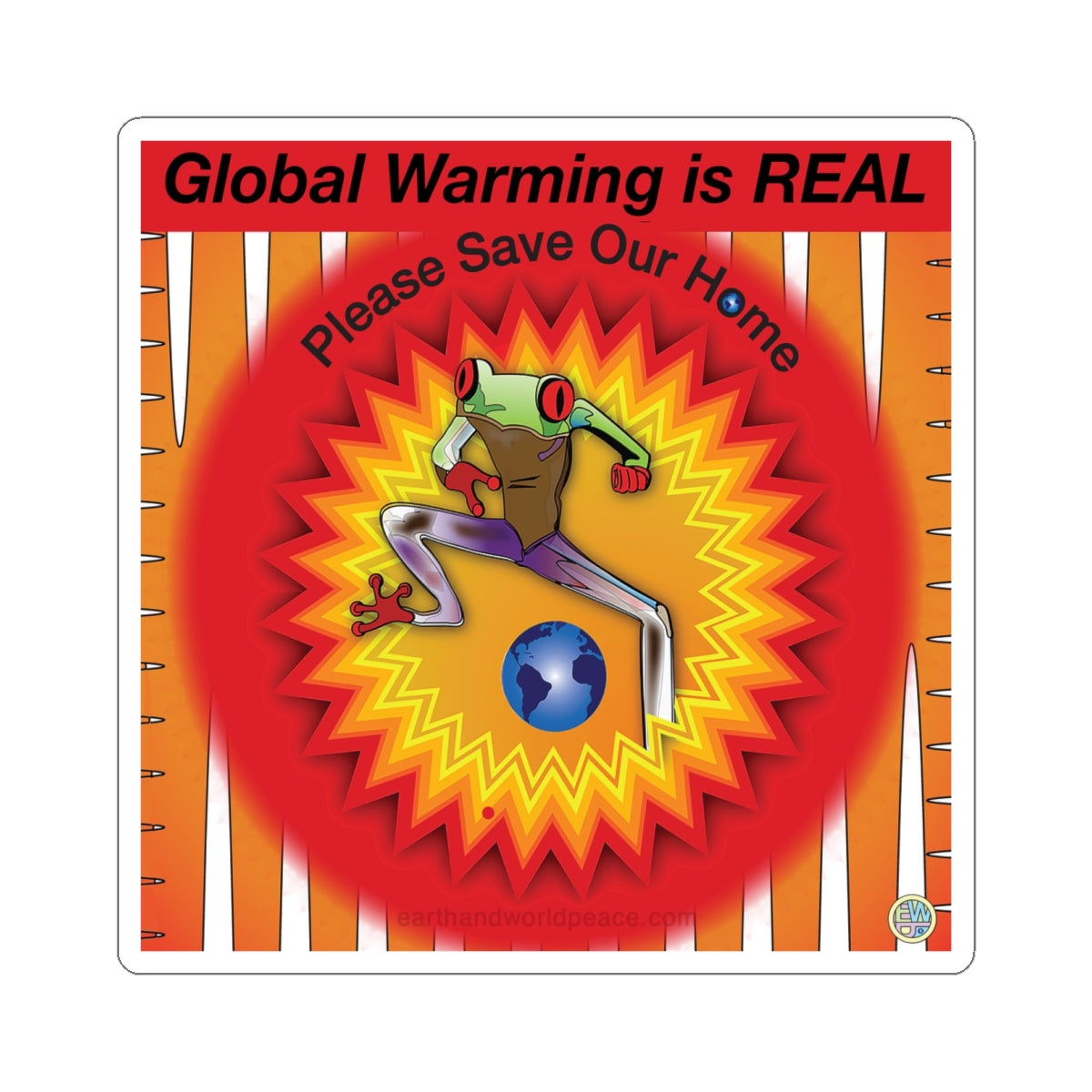 Frog Sticker Global Warming is Real
