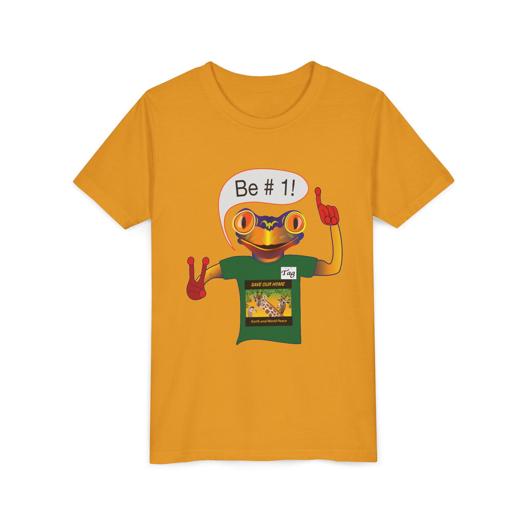 Youth Tee - Mc Frogs say "Be # 1" .  Do the best you can BeKids Shirt