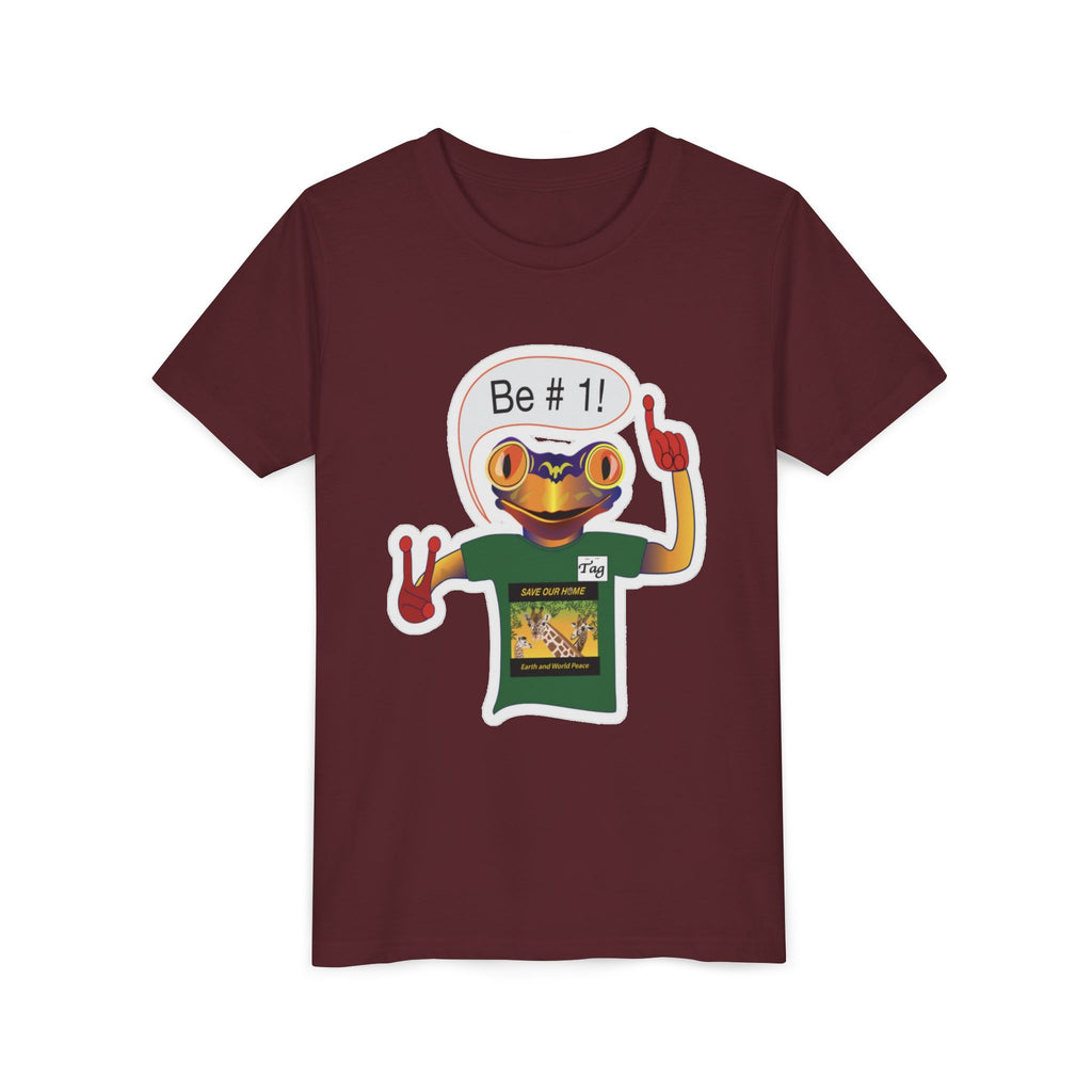 Youth Tee - Mc Frogs say "Be # 1" Sticker Tee