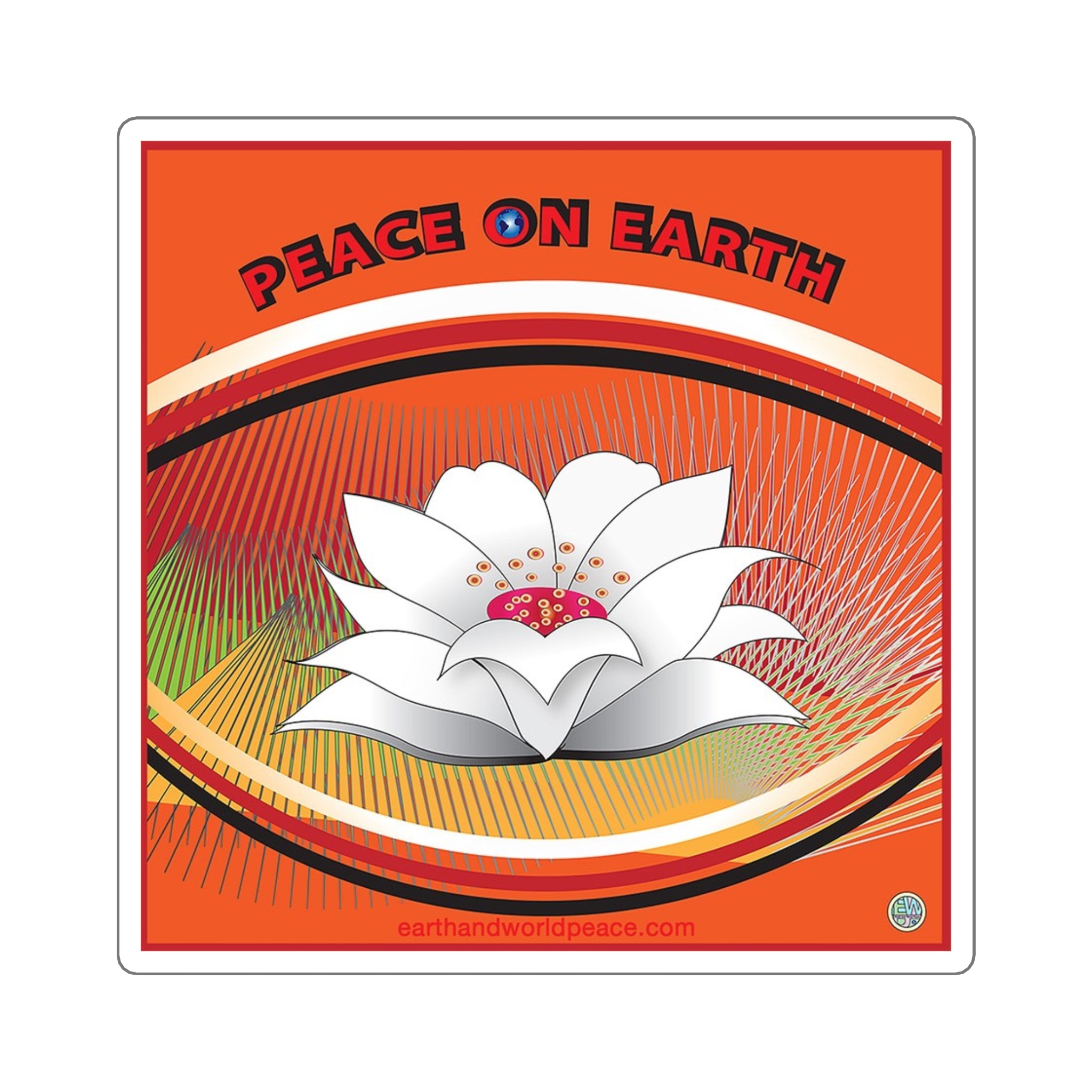 Lotus Flower and Peace on Earth  3" Sticker