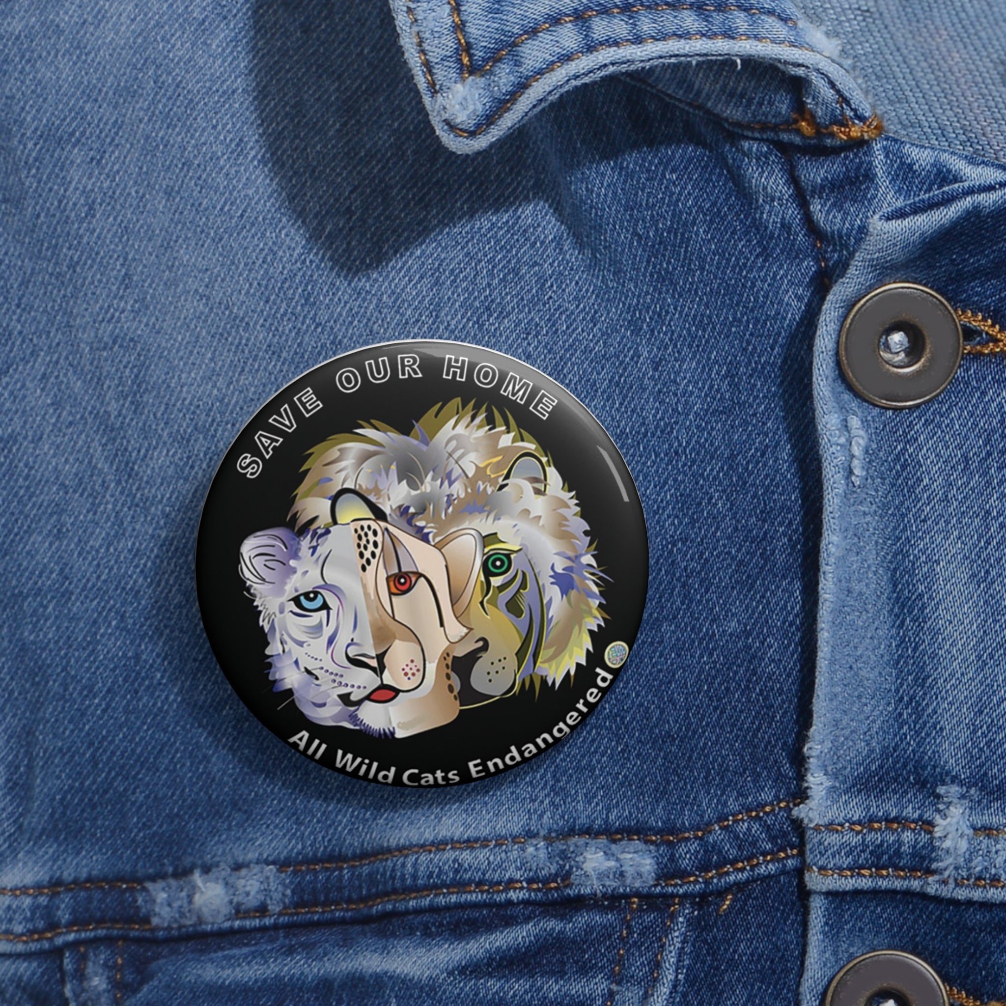 Big Cat Trio Endangered Button