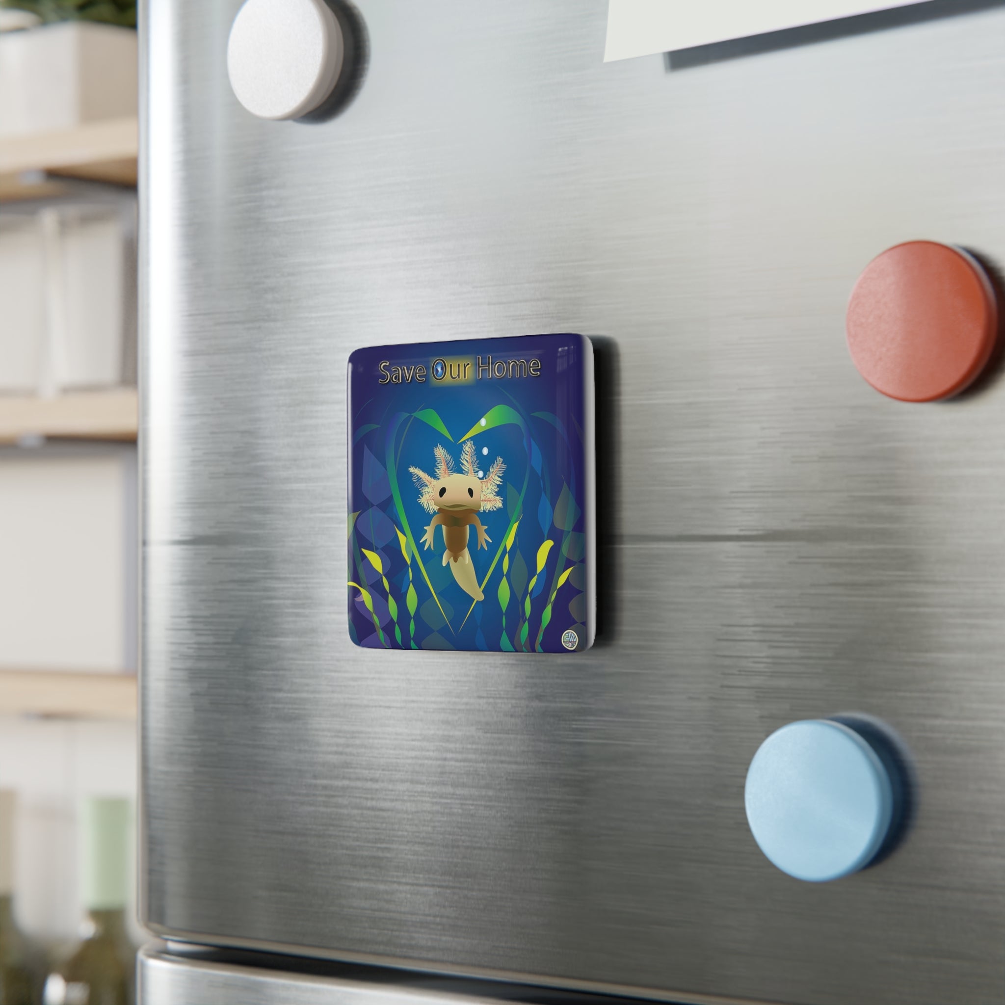 Wild Axolotls Endangered - 2" Porcelain Magnet