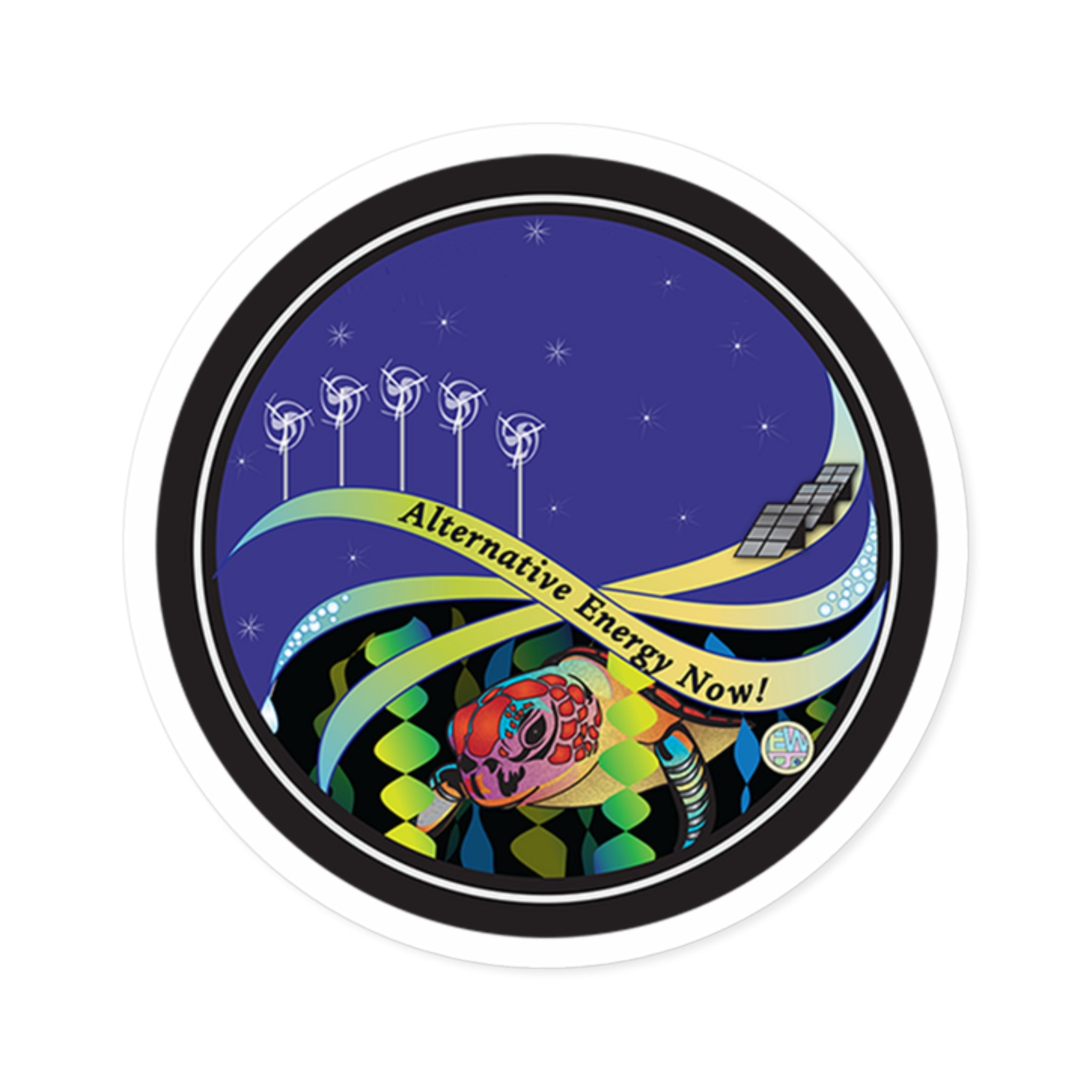 Alternative Energy Turtle Round Sticker
