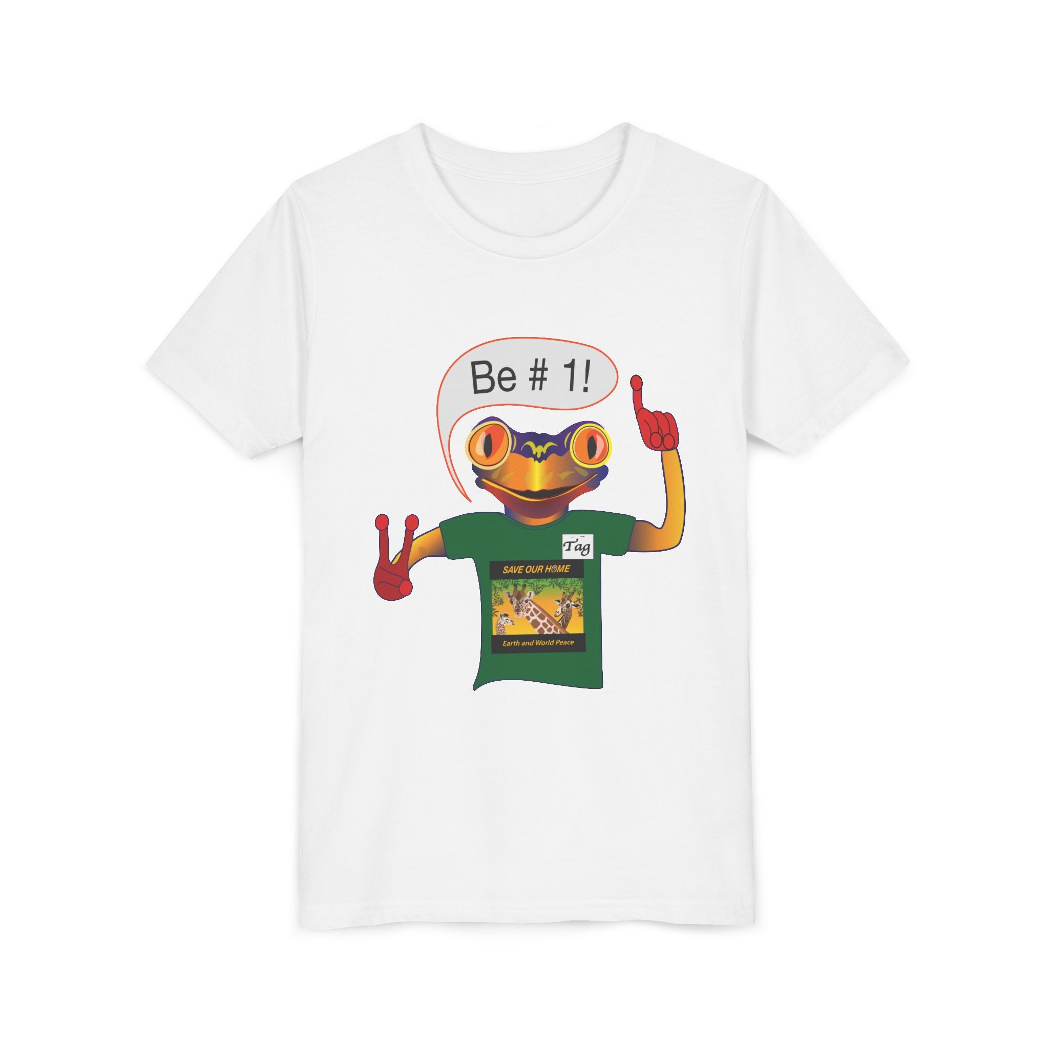 Youth Tee - Mc Frogs say "Be # 1" .  Do the best you can BeKids Shirt