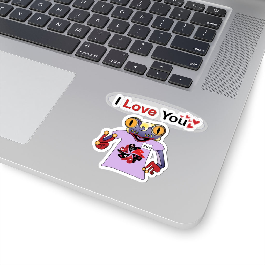 Sue Mc Frog Mascot Kiss-Cut Sticker I Love You