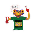 Frog Mascot Kiss-Cut Sticker — "Be #1!" Motivational Laptop Decal