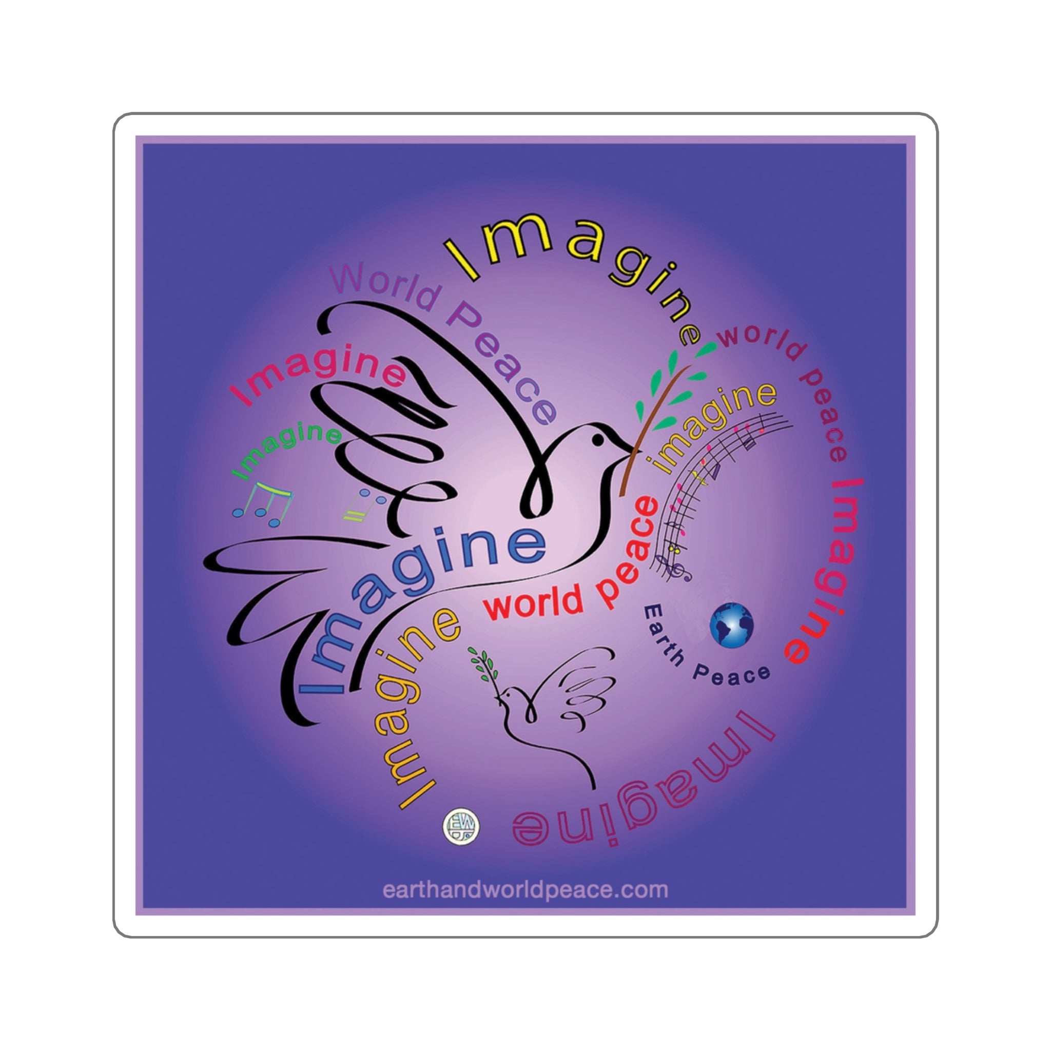 Imagine Peace Dove Swirls Sticker
