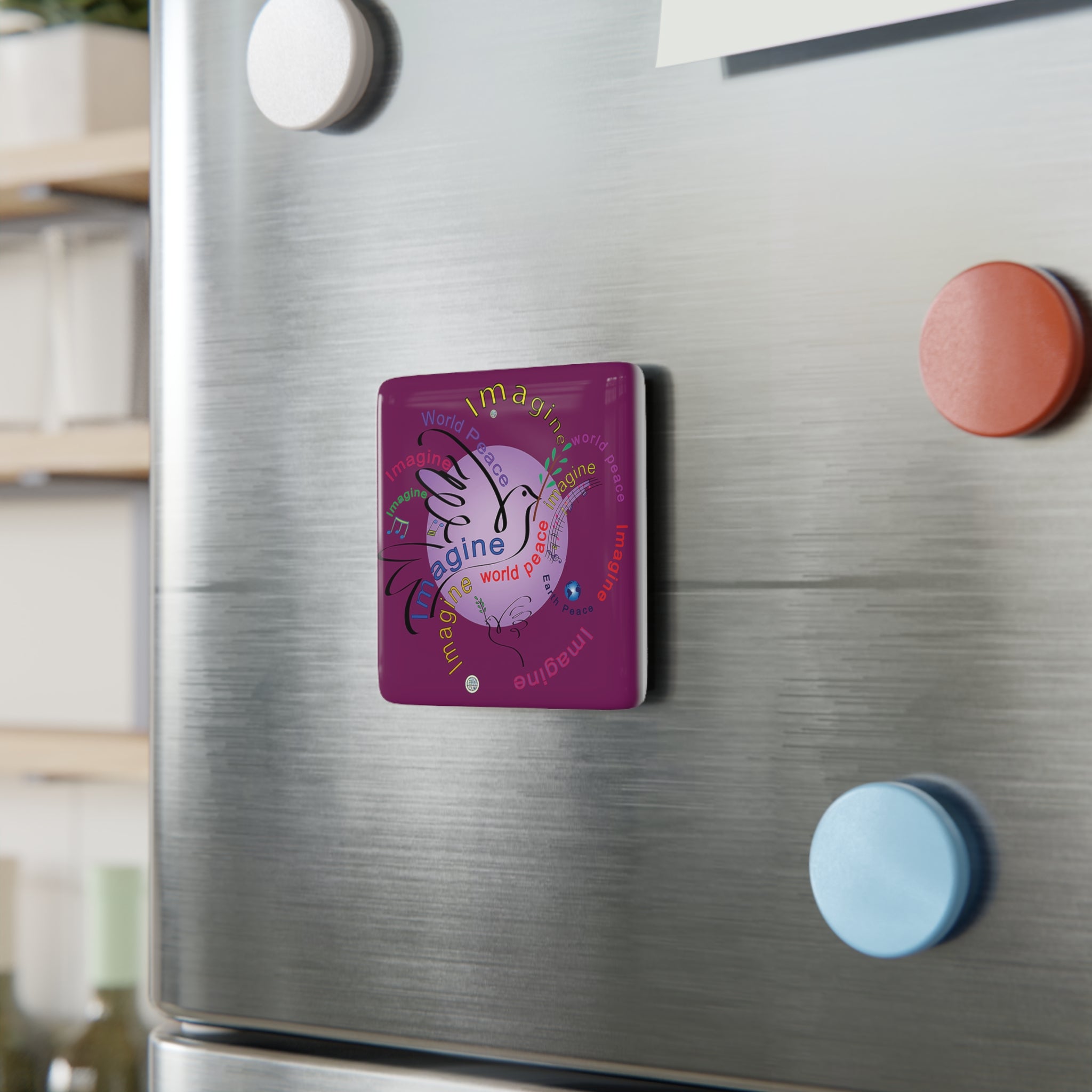 Imagine Peace Dove Imagine Purple - 2" Porcelain Magnet