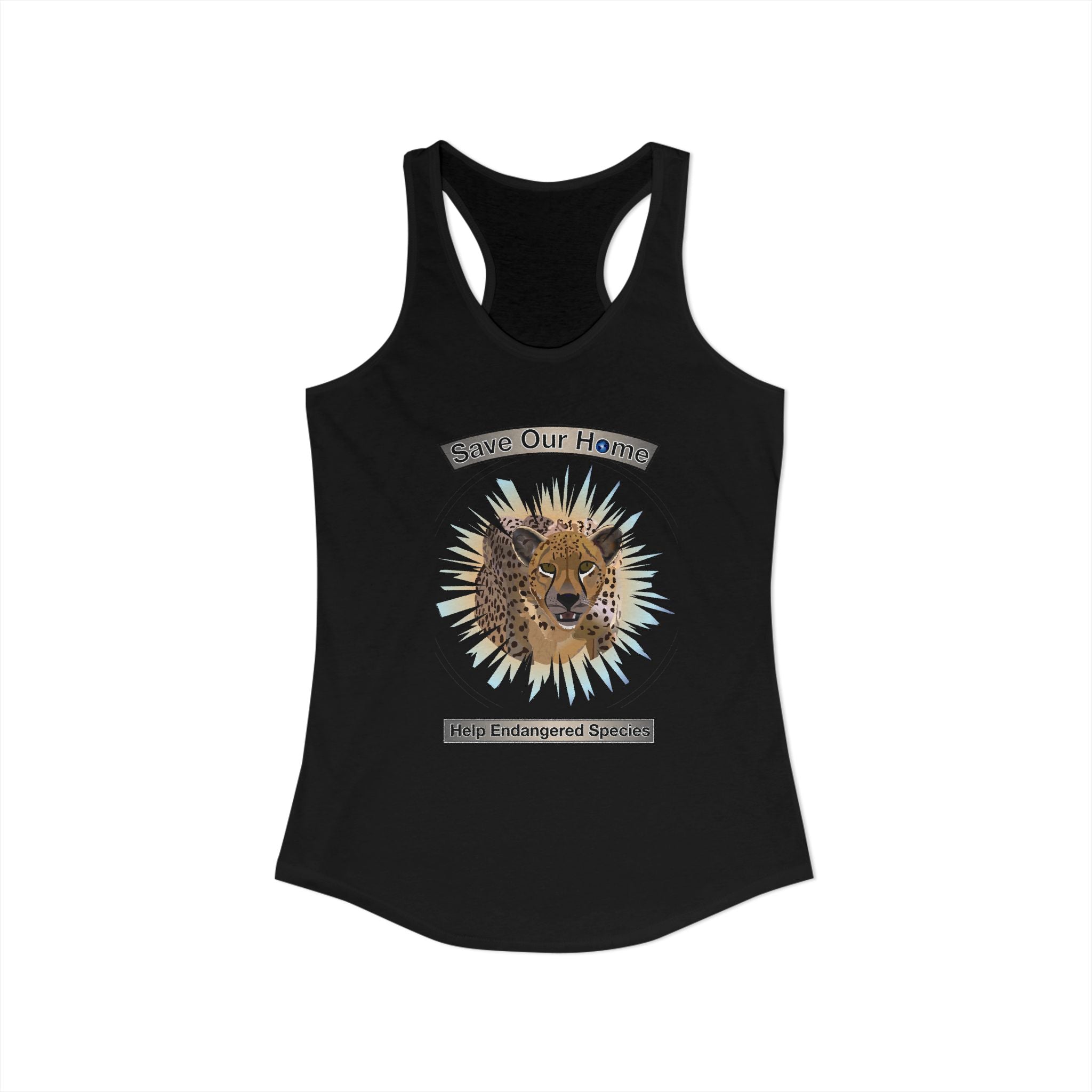 Cheetah Night Time Has Something to Say Racerback Tank